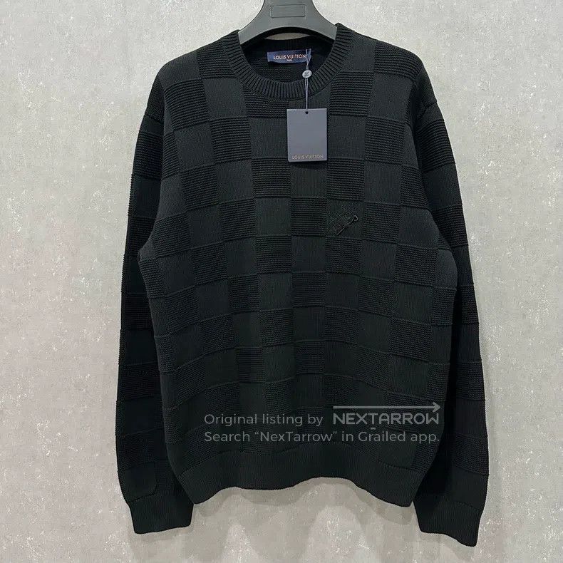 Louis Vuitton Checkerboard-stitched crewneck long-sleeve s