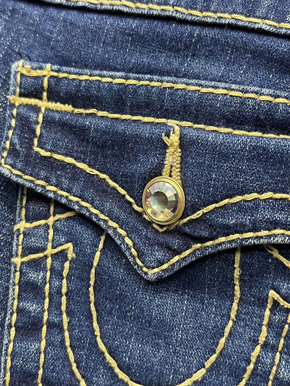 True Religion RARE💎JOEY BIG T Gem Button Stretch Denim Flare Low Rise USA Size 26" / US 2 / IT 38 - 12 Thumbnail