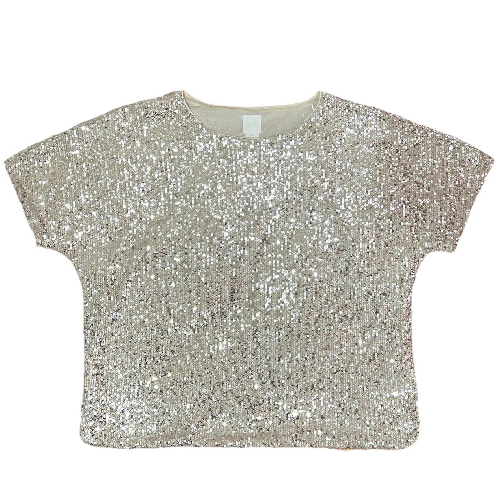 H&M Sparkly Straight Cut Sequined Mesh Short Sleeve Top Blouse Size S / US 4 / IT 40 - 9 Thumbnail