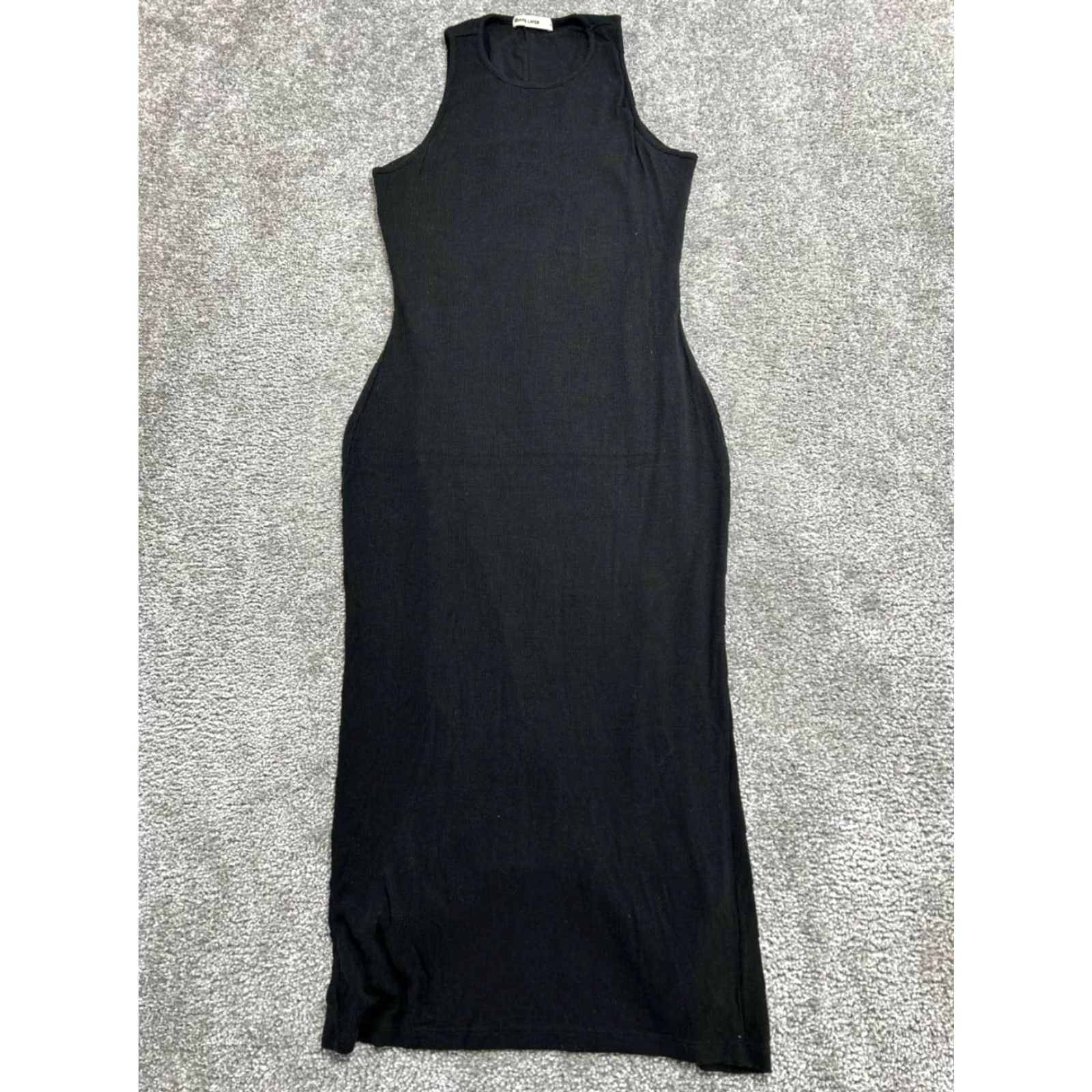 Marine Layer Marine Layer Maxi Dress Womens S Black Ribbed Texture Round Neck Sleeveless Slit Hem Knit Casual Long Slim Stretch Easy Care Shirts? Size S / US 4 / IT 40 - 2 Thumbnail