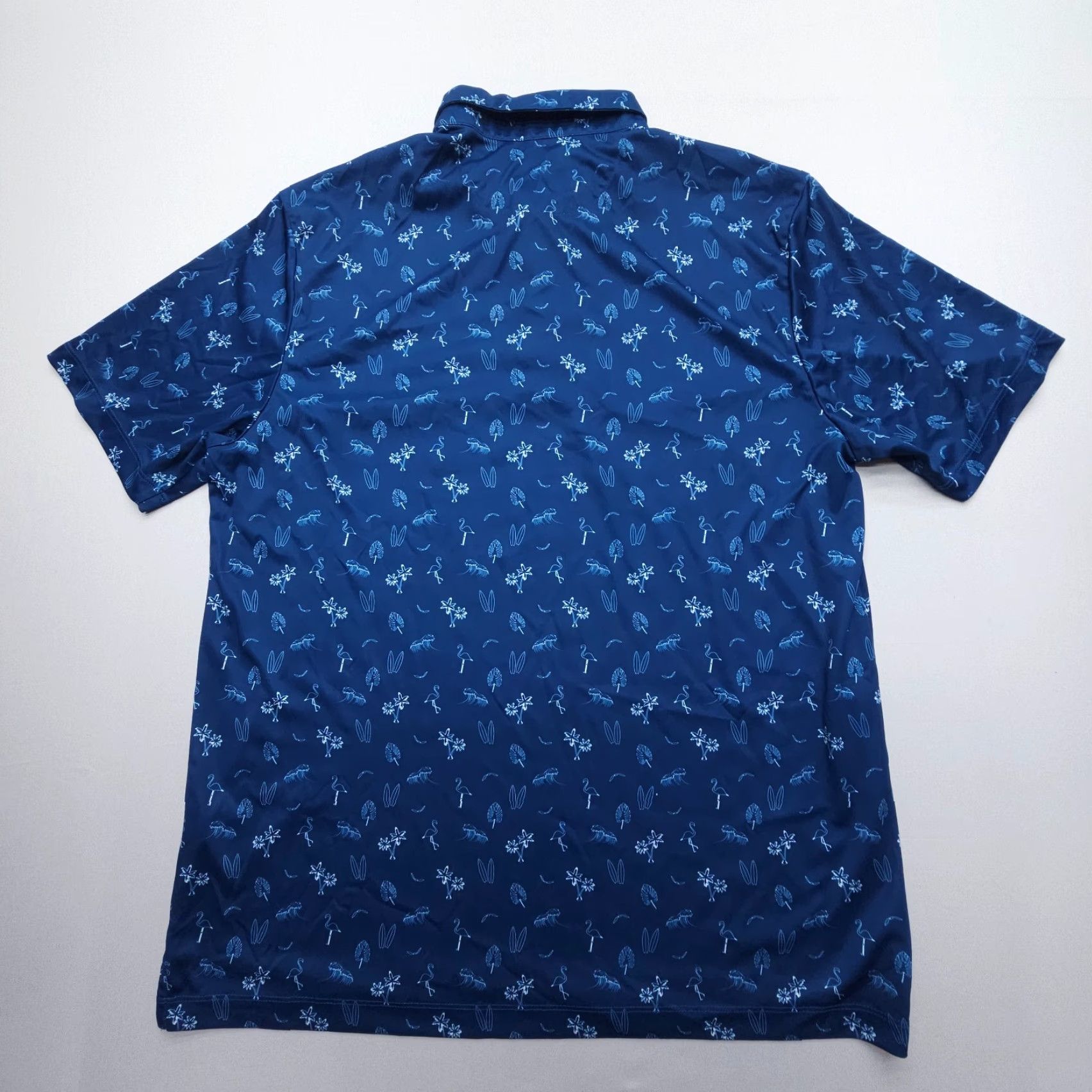 Vintage Zyia Active Golf Polo Mens XL Blue Tropical Print Performance Stretch Travel Shirt Size US XL / EU 56 / 4 - 2 Thumbnail