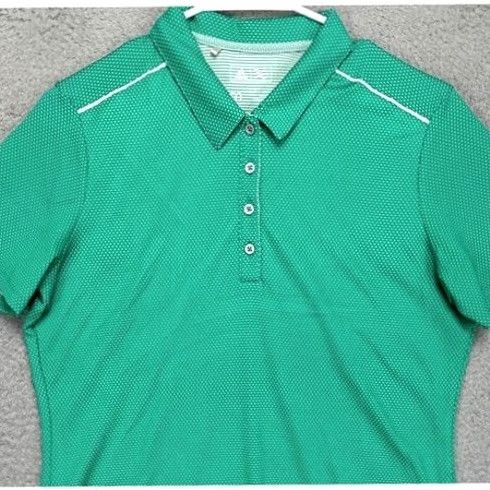 Adidas Adidas Womens Medium Green Dots Golf Athletic Rugby Short Sleeve Polo Shirt Logo Size M / US 6-8 / IT 42-44 - 2 Thumbnail