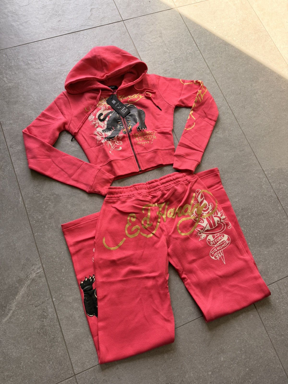 Ed Hardy Ed hardy pop pink tracksuit swag low rise flare hoodie Size 24" / US 00 / IT 34 - 1 Thumbnail