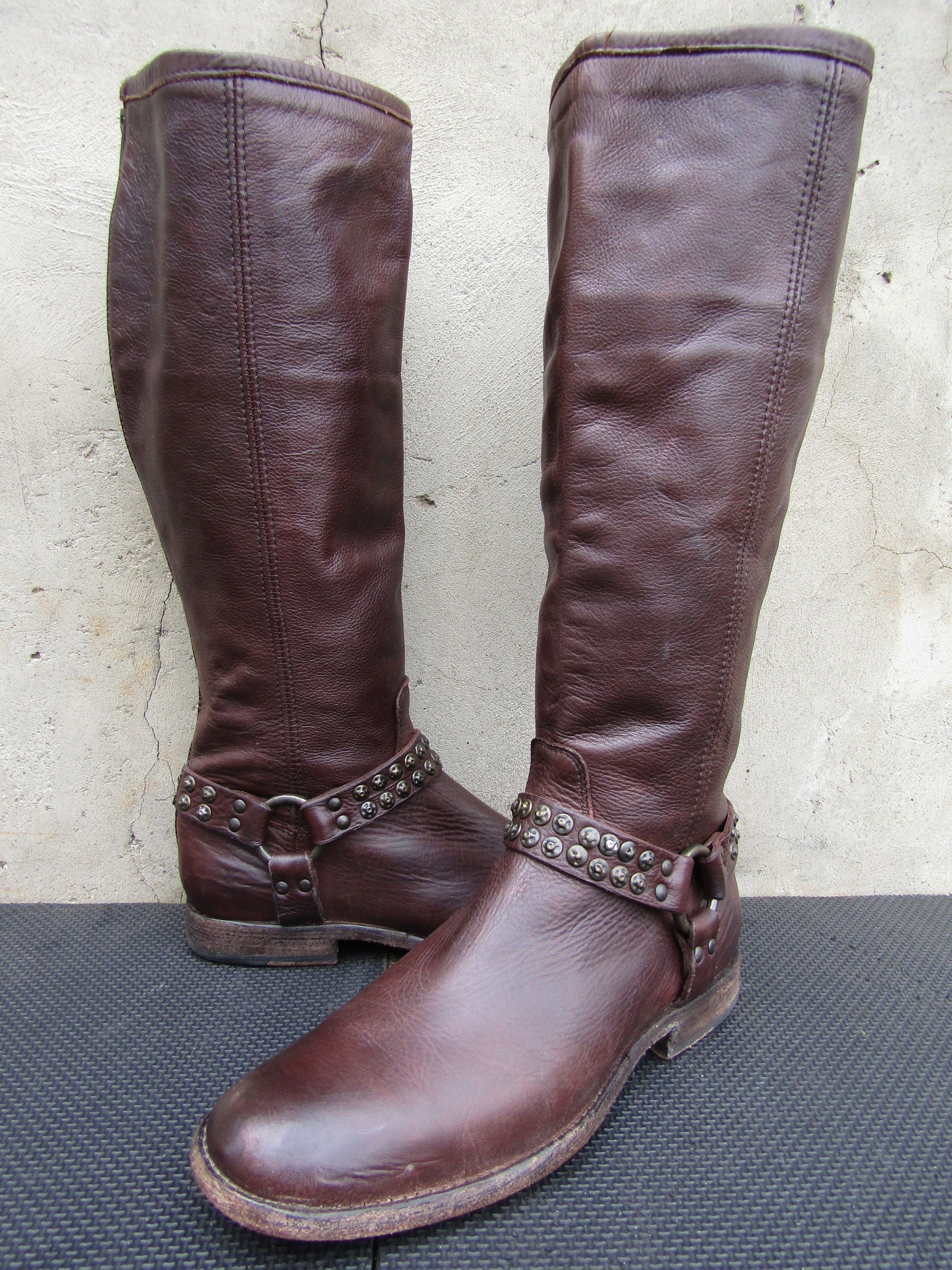Frye FRYE Phillip Studded Tall Riding Cognac Harness Zip Size US 10 / IT 40 - 1 Thumbnail
