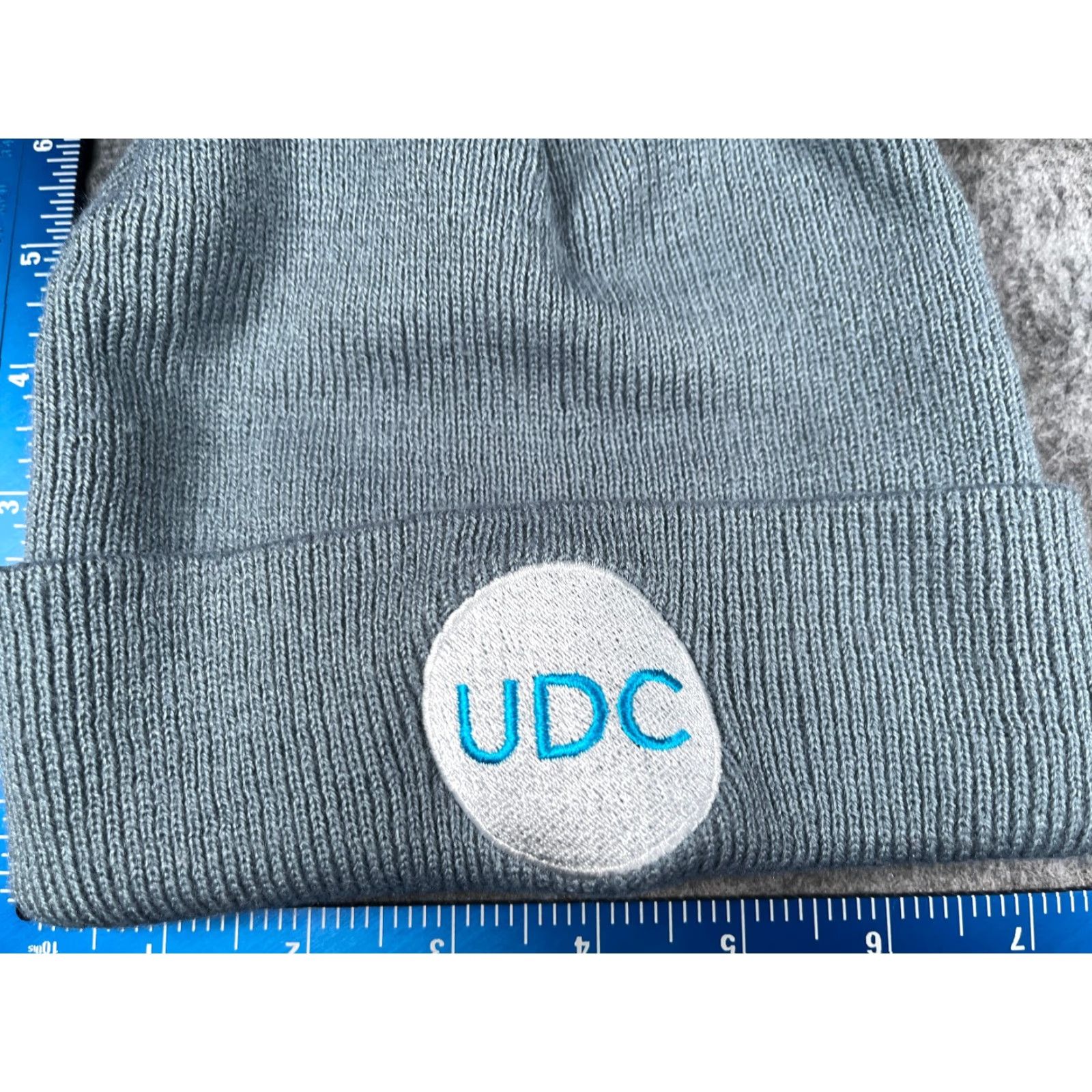 Vintage UDC Beanie Toque Adult One Size Blue Knit Acrylic Embroidered Camp Snow Ski Hat/Cap Beanie Mens Winter Ski Theme Size ONE SIZE - 2 Thumbnail