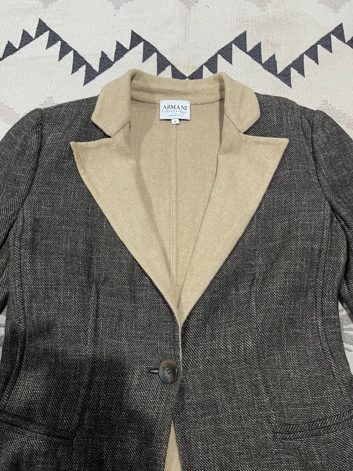 Armani Collezioni 1990s ARMANI COLLEZIONI WOOL BLEND TWEED RARE BLAZER Size S / US 4 / IT 40 - 7 Thumbnail
