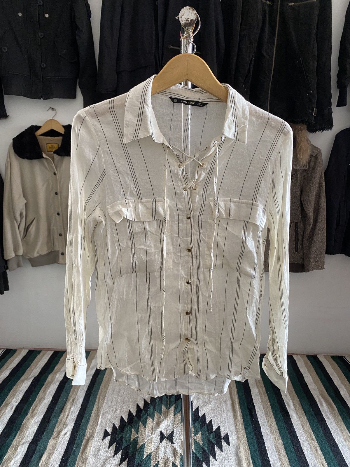 Zara Zara Besic Linen blend Striped Long Sleeve Button Down Shirt Size M / US 6-8 / IT 42-44 - 1 Thumbnail