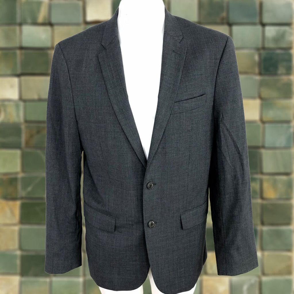 John Varvatos John Varvatos U.S.A. Sport Coat Jacket Gray Men's Wool 40 Regular Notch Lapel Double-Vented 2-Button Front Dry Clean Only Suit Coat Size 40R - 1 Thumbnail