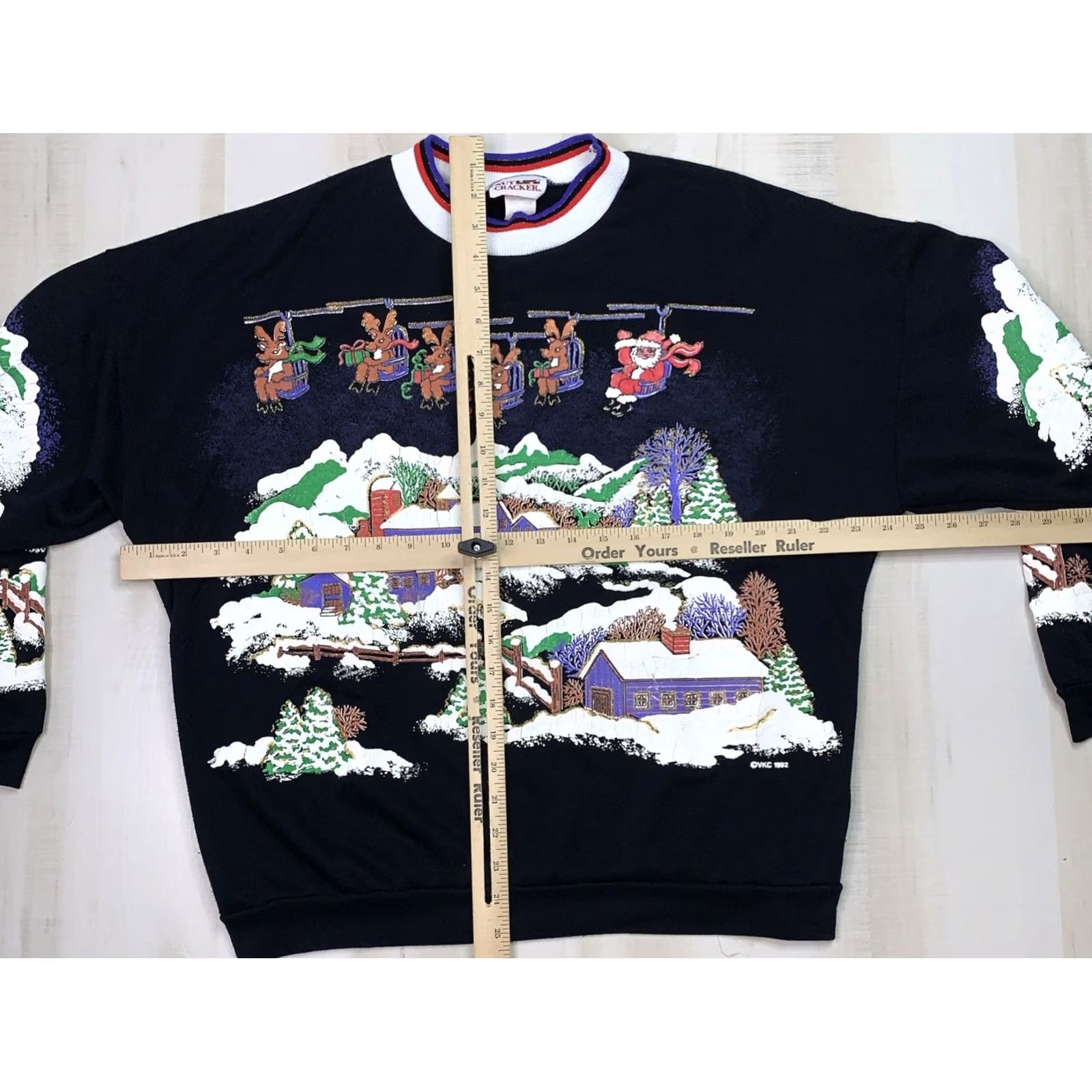 Vintage VINTAGE Nutcracker Christmas Sweater Womens Large Black Pullover 1992 USA Made Puffy Graphics Size L / US 10 / IT 46 - 6 Thumbnail