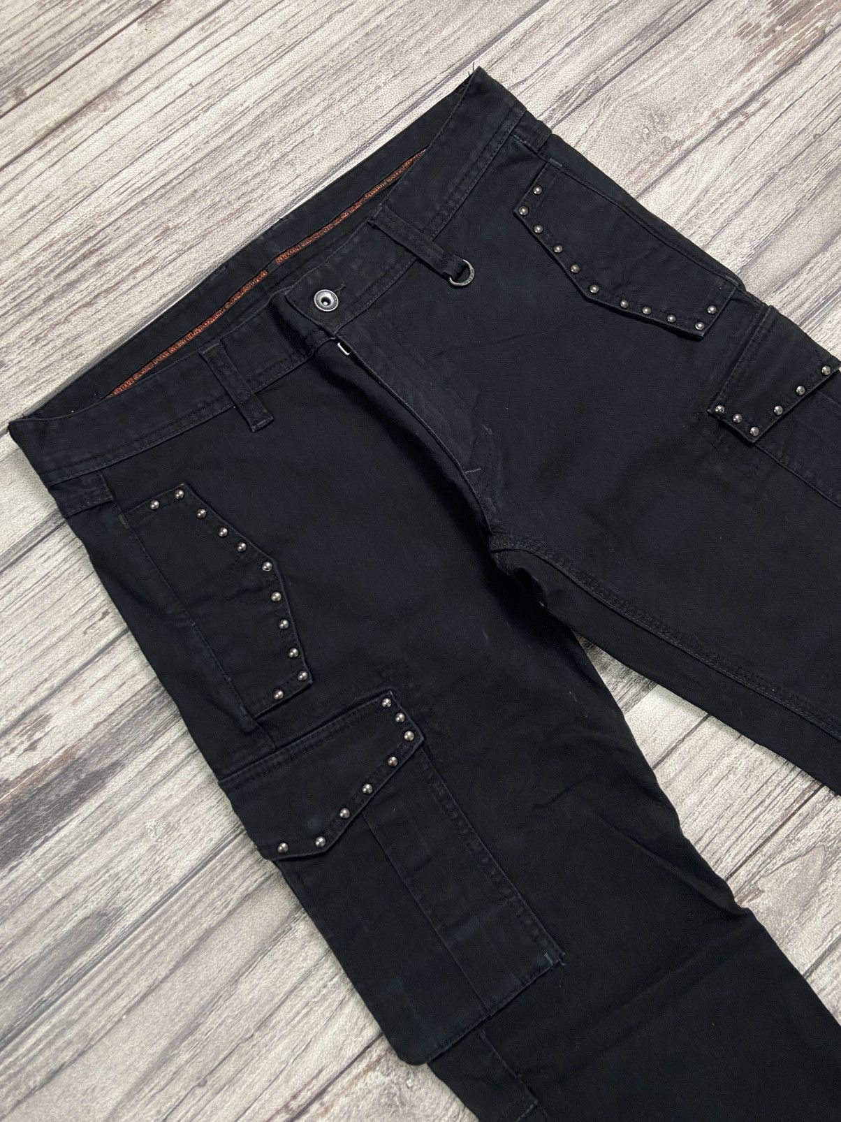 If Six Was Nine × KMRii × Le Grande Bleu (L.G.B.) 🔥Rare🔥2000s NCFM Punk Avant Garde Studded Cargo Jeans Size US 34 / EU 50 - 7 Thumbnail