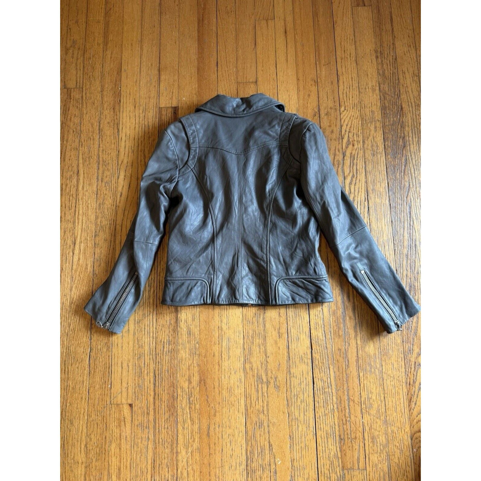 Other Doma Jacket Lamb Leather Gray Moto Biker Womens Large Size L / US 10 / IT 46 - 5 Thumbnail