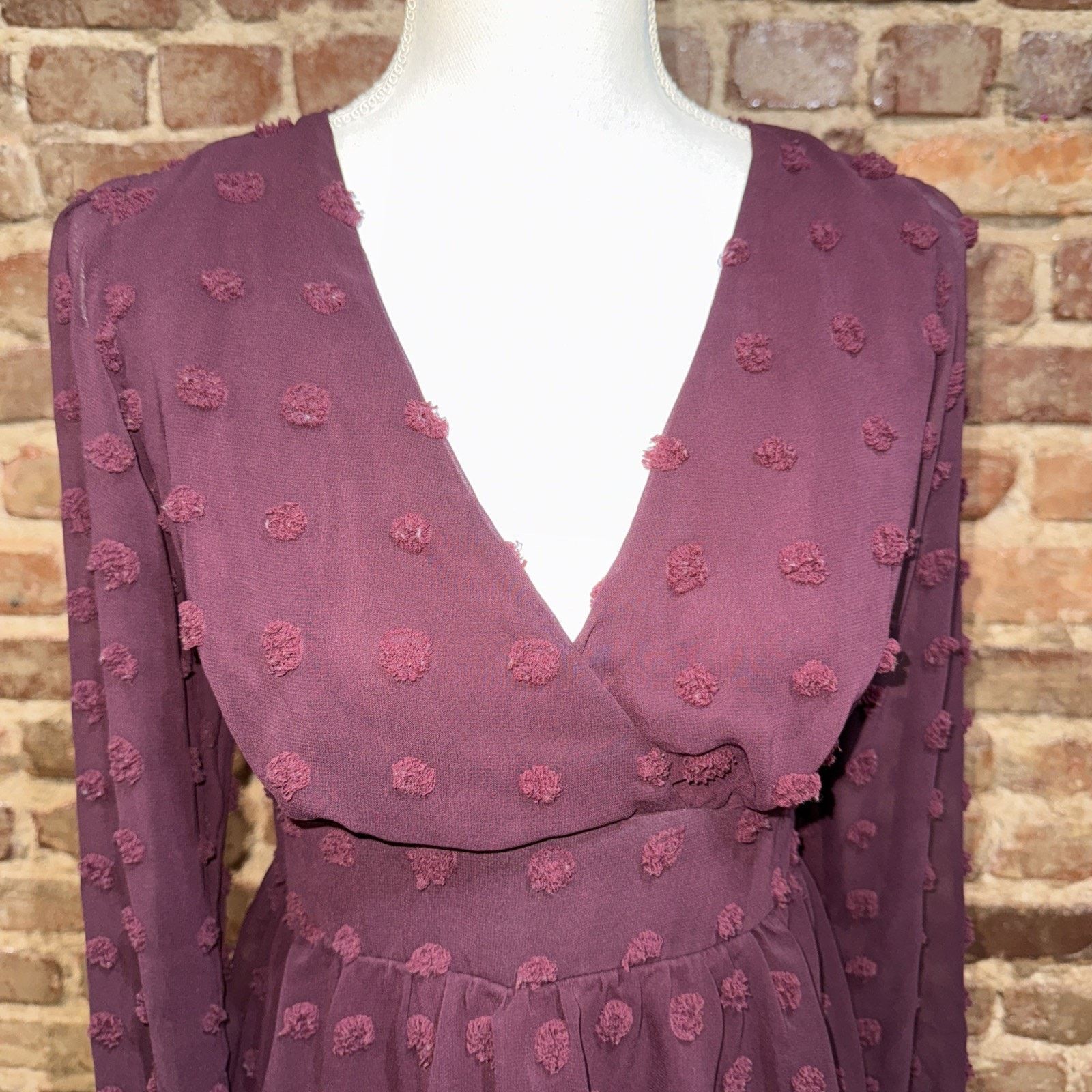 Other Speechless Dress Burgundy Size 7 Y2K Vibe Swiss Polka Dot Size M / US 6-8 / IT 42-44 - 3 Thumbnail