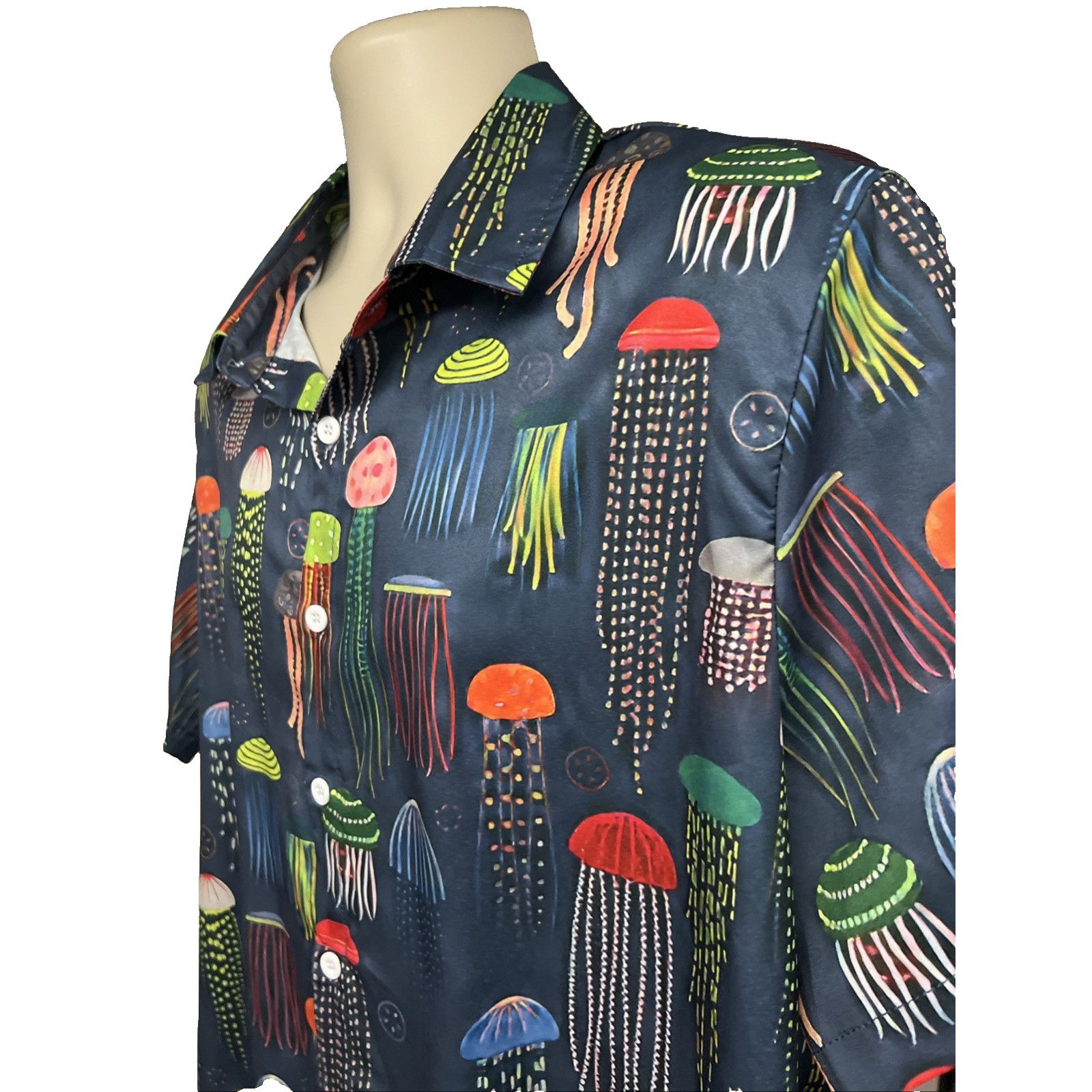 Other Misslook All Over Jellyfish Graphic Button Up Shirt L Pocket Size US L / EU 52-54 / 3 - 5 Thumbnail