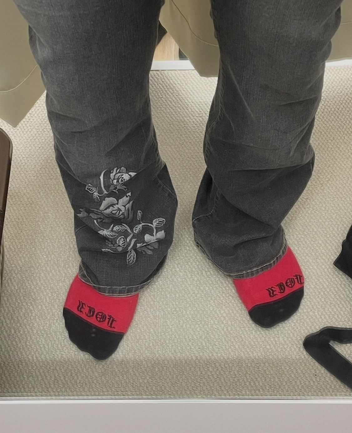 If Six Was Nine 2000s Japanese archive Vkei Flared Floral Dark-Wash Jeans Size US 28 / EU 44 - 7 Thumbnail