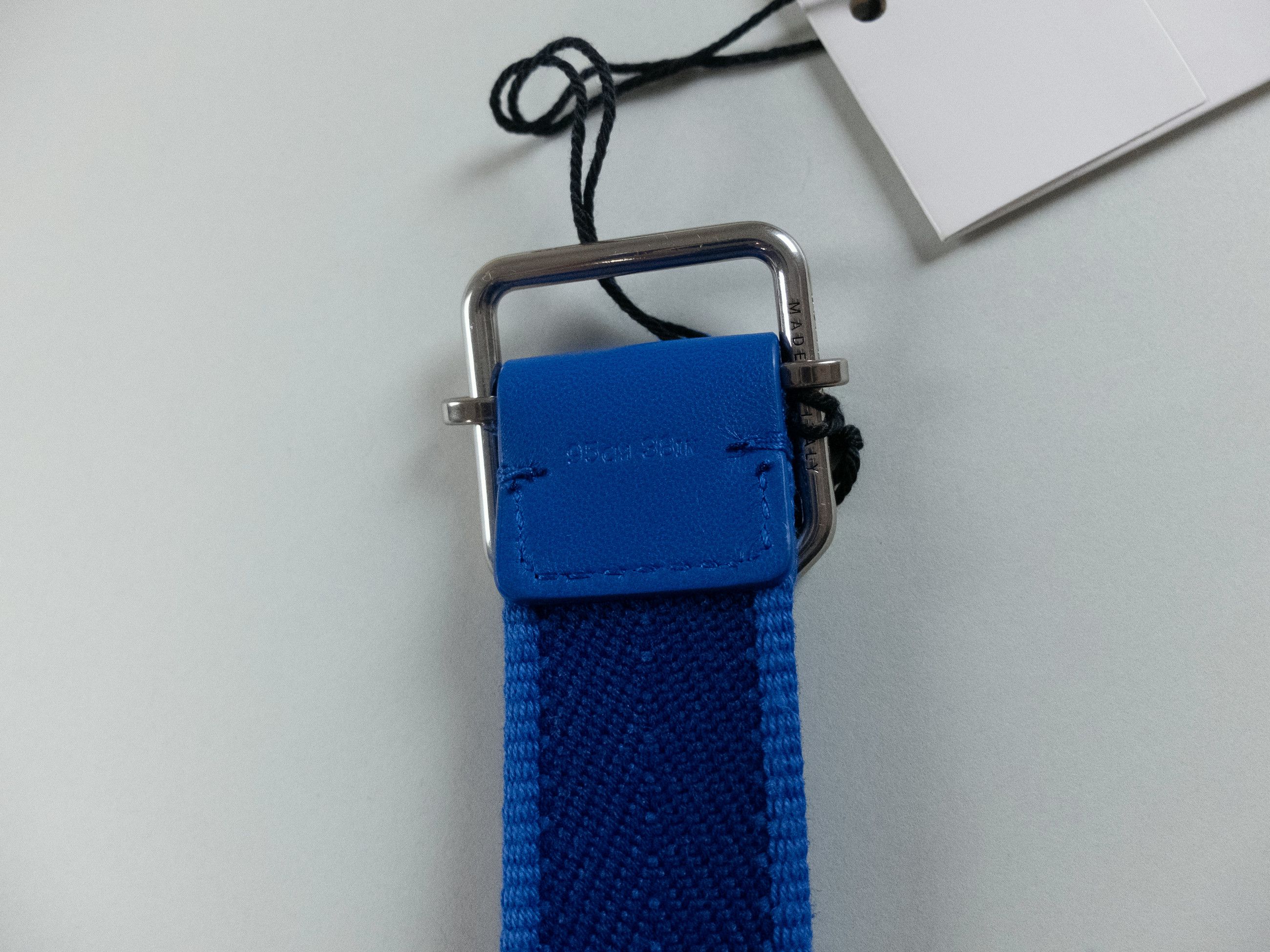 Bottega Veneta BOTTEGA VENETA cobalt blue webbing fabric & leather belt 95 Size 36 - 6 Thumbnail