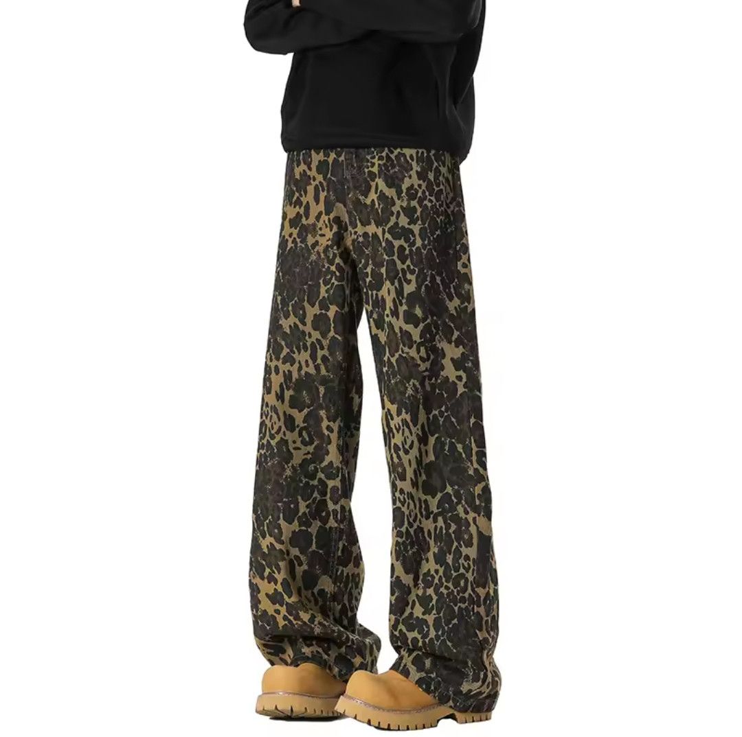 Japanese Brand × Jean Street Vintage Loose Wide Leg Leopard Print Street Pants Size US 31 - 2 Thumbnail