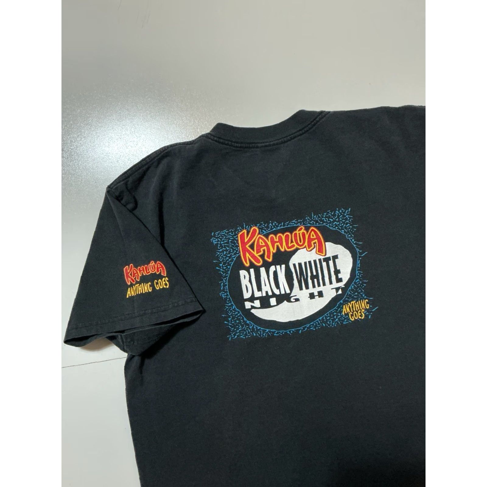 Vintage VINTAGE Kahlua Coffee Liqueur Black Night Anything Goes Graphic T-Shirt L Black 1990s Mens? Women? Size US L / EU 52-54 / 3 - 5 Thumbnail