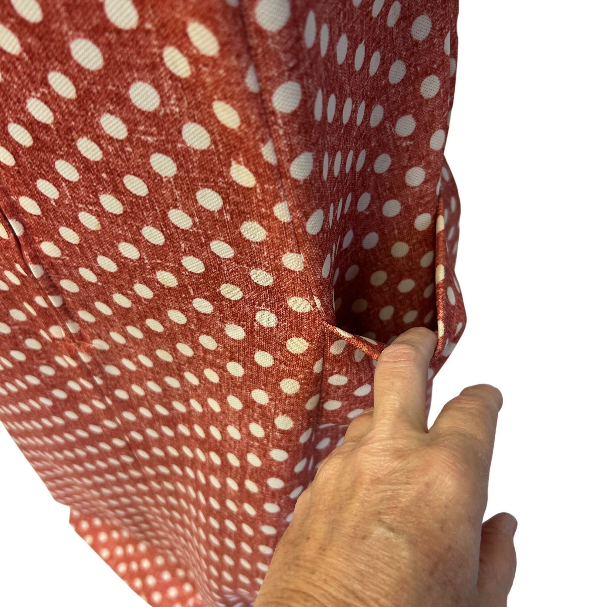 Vintage 60 70's MOD Red POLKA DOT Zipper Collared House Dress 18.5 Size XXL / US 16-18 / IT 52-54 - 4 Thumbnail