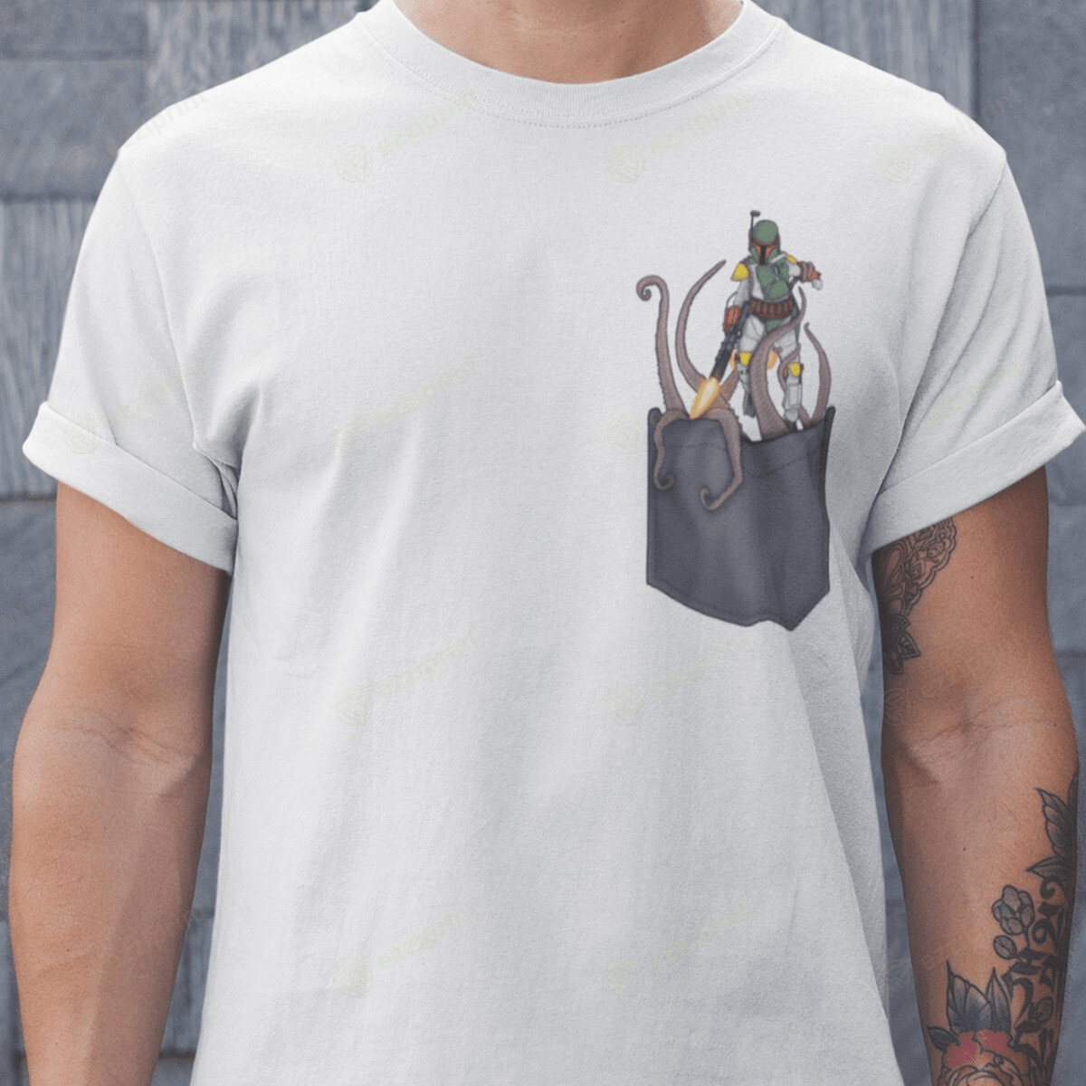 The Unbranded Brand Bounty Hunter Escape Pocket Star Wars T-Shirt Size US L / EU 52-54 / 3 - 1 Thumbnail