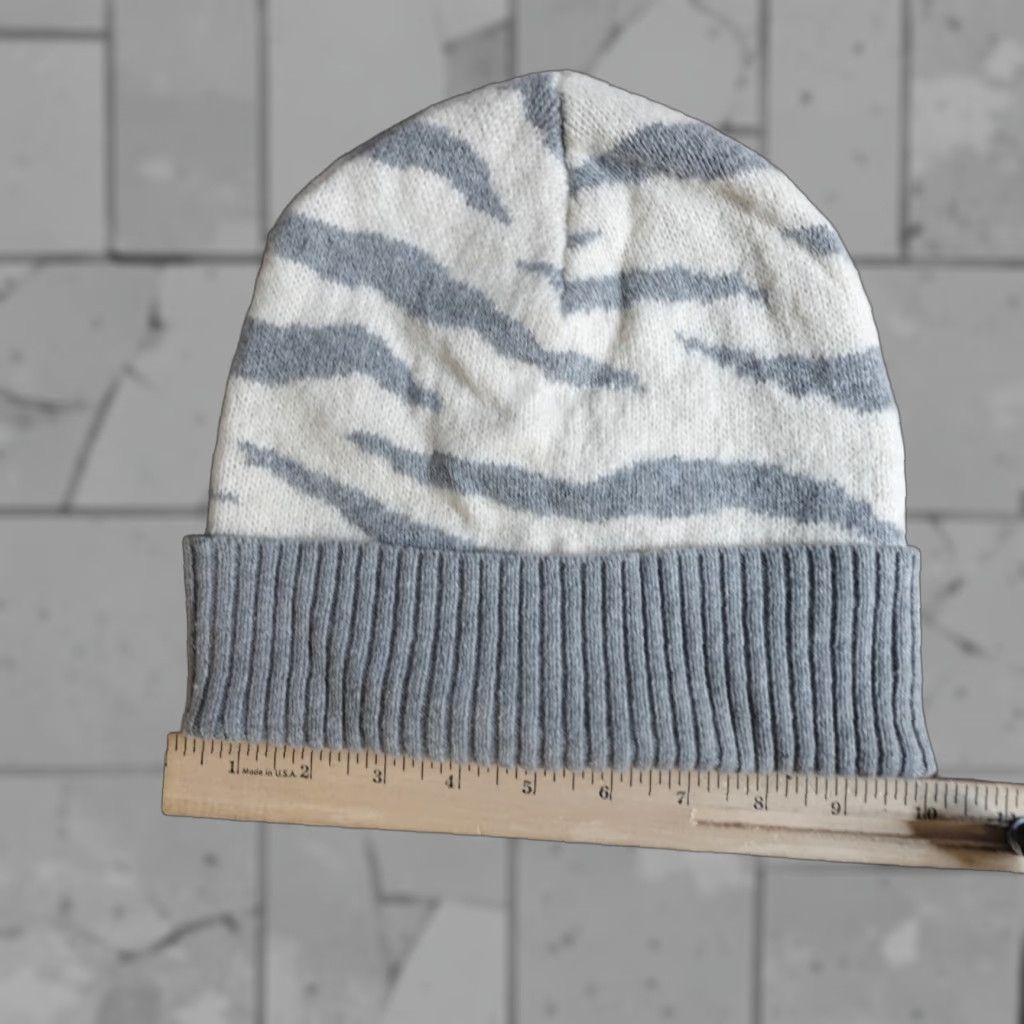 Rebecca Taylor Rebecca Taylor Womens Hat Beanie OS One Size Gray Wool Blend Knit Geometric Pattern Mens? Size ONE SIZE - 1 Thumbnail