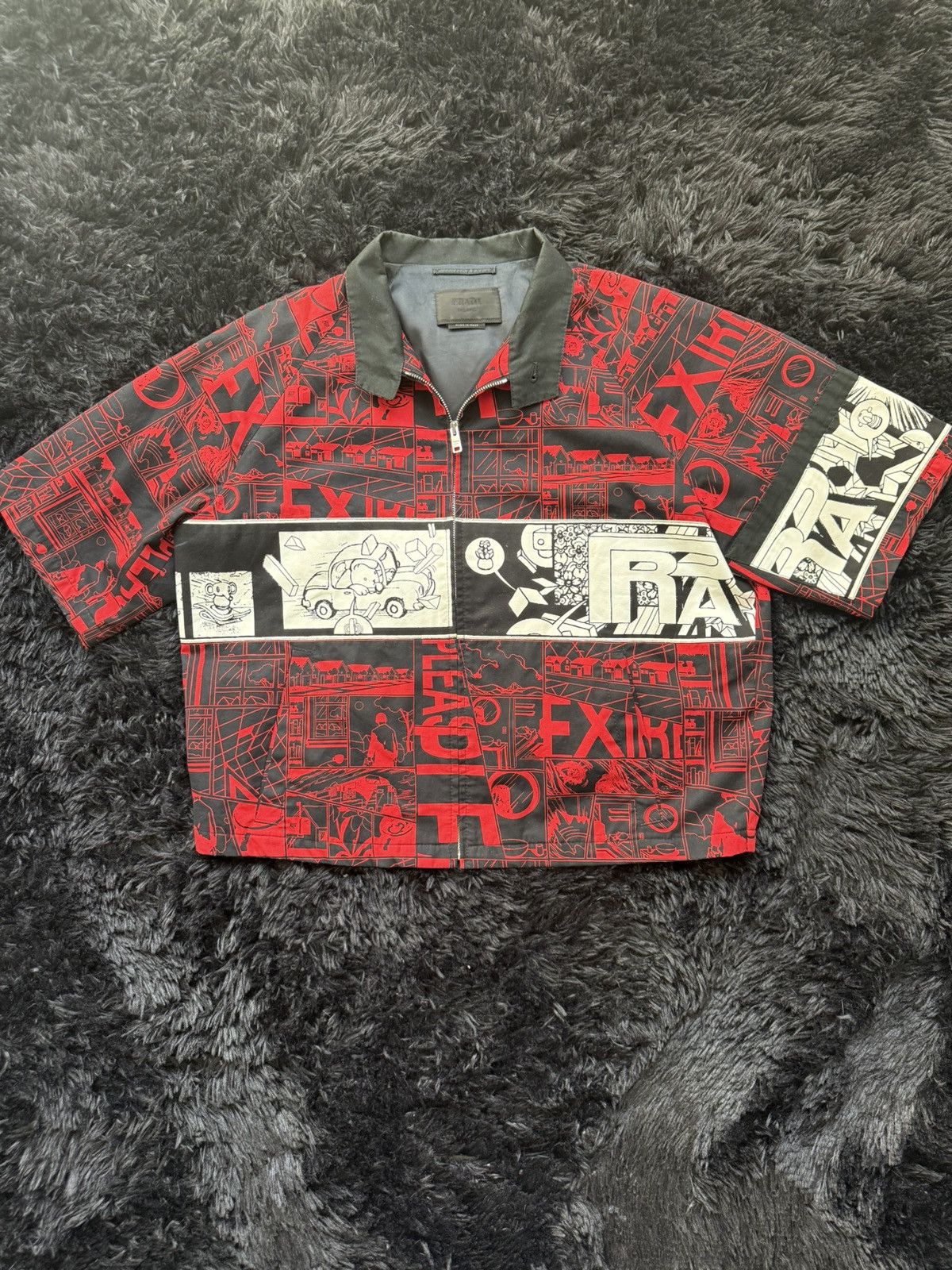 Prada Comic Zip Up Shirt Spring 2018 Size US L / EU 52-54 / 3 - 3 Thumbnail
