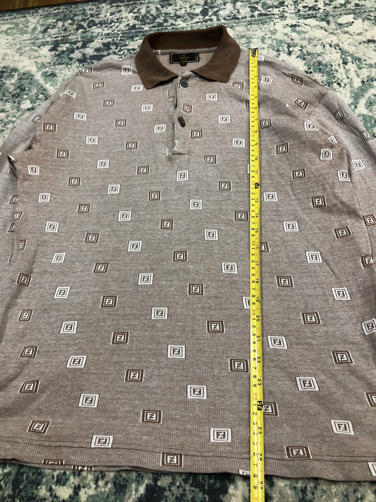 Fendi 1990 - Fendi Monogram Longsleeve Polo Shirt Size US L / EU 52-54 / 3 - 9 Thumbnail