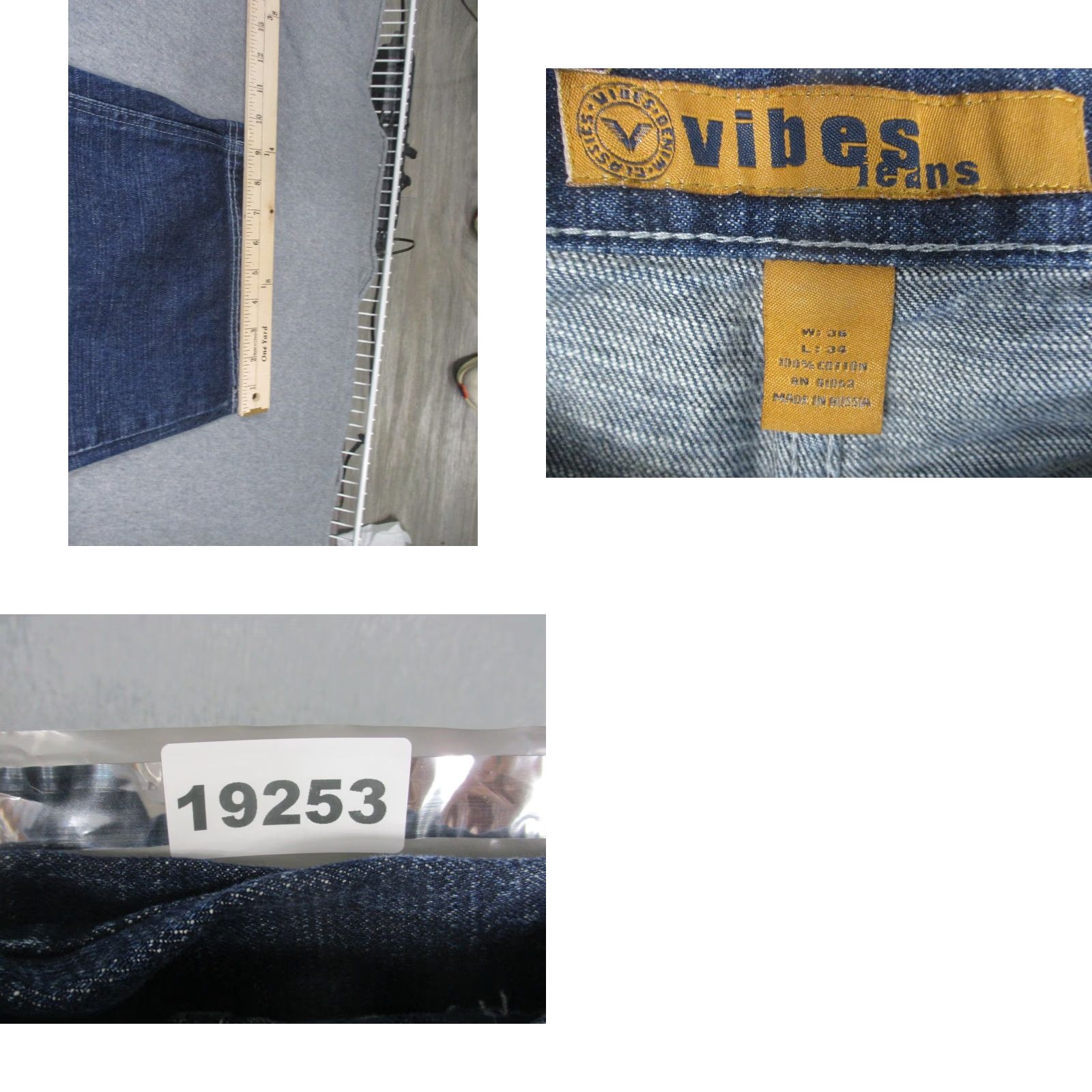 VIBE Vibes Jeans Mens 36x34 Blue Relaxed Fit Carpenter Straight Leg Denim Workwear Size US 36 / EU 52 - 9 Thumbnail