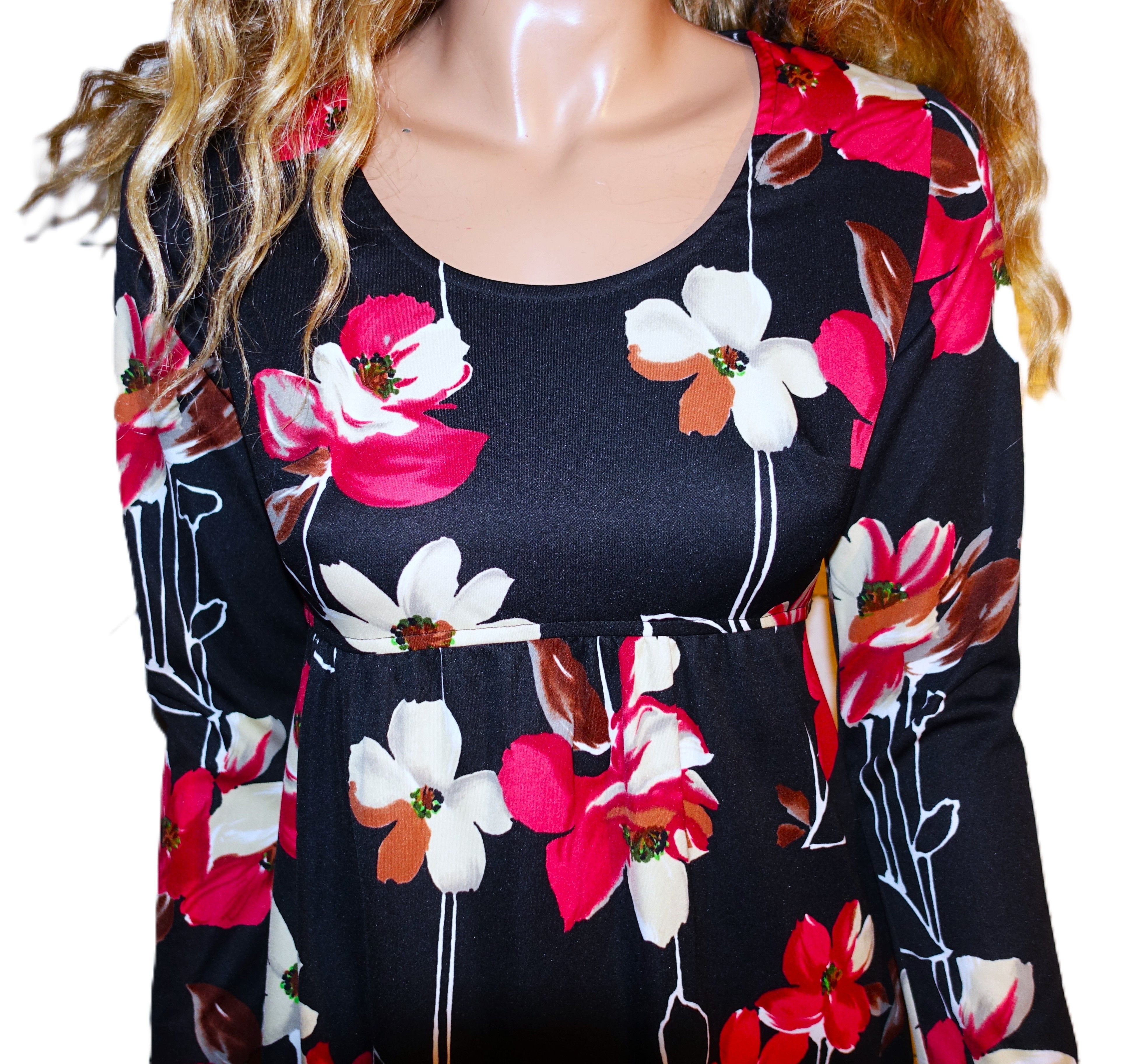 Vintage Vintage Black Red Floral Boho Dress S Size S / US 4 / IT 40 - 4 Thumbnail