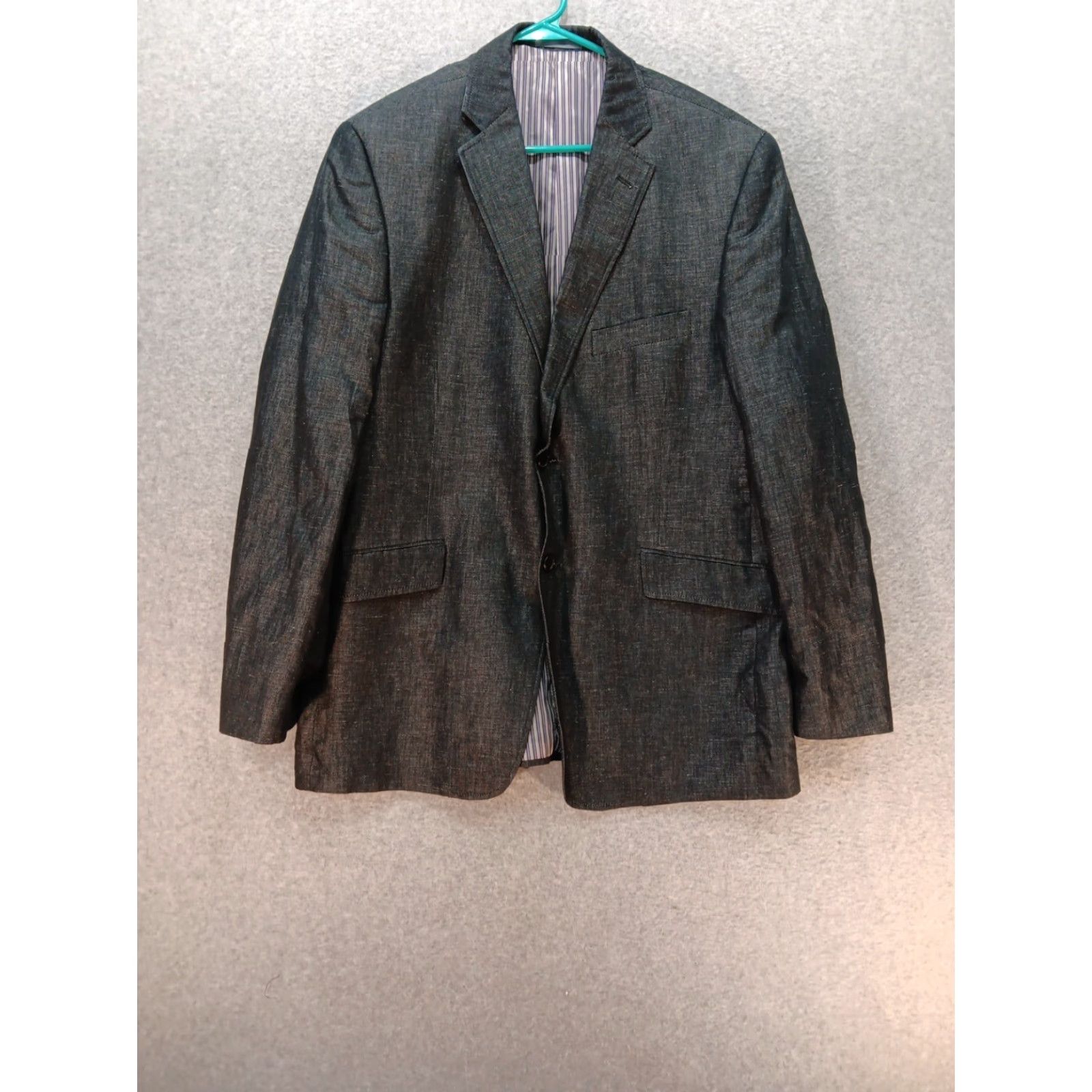 Madison Madison Blazer Shirt Charco 42R Two Button Jacket Mens Classic Notch Linen Blend Striped Dry Clean Only Size 42R - 2 Thumbnail