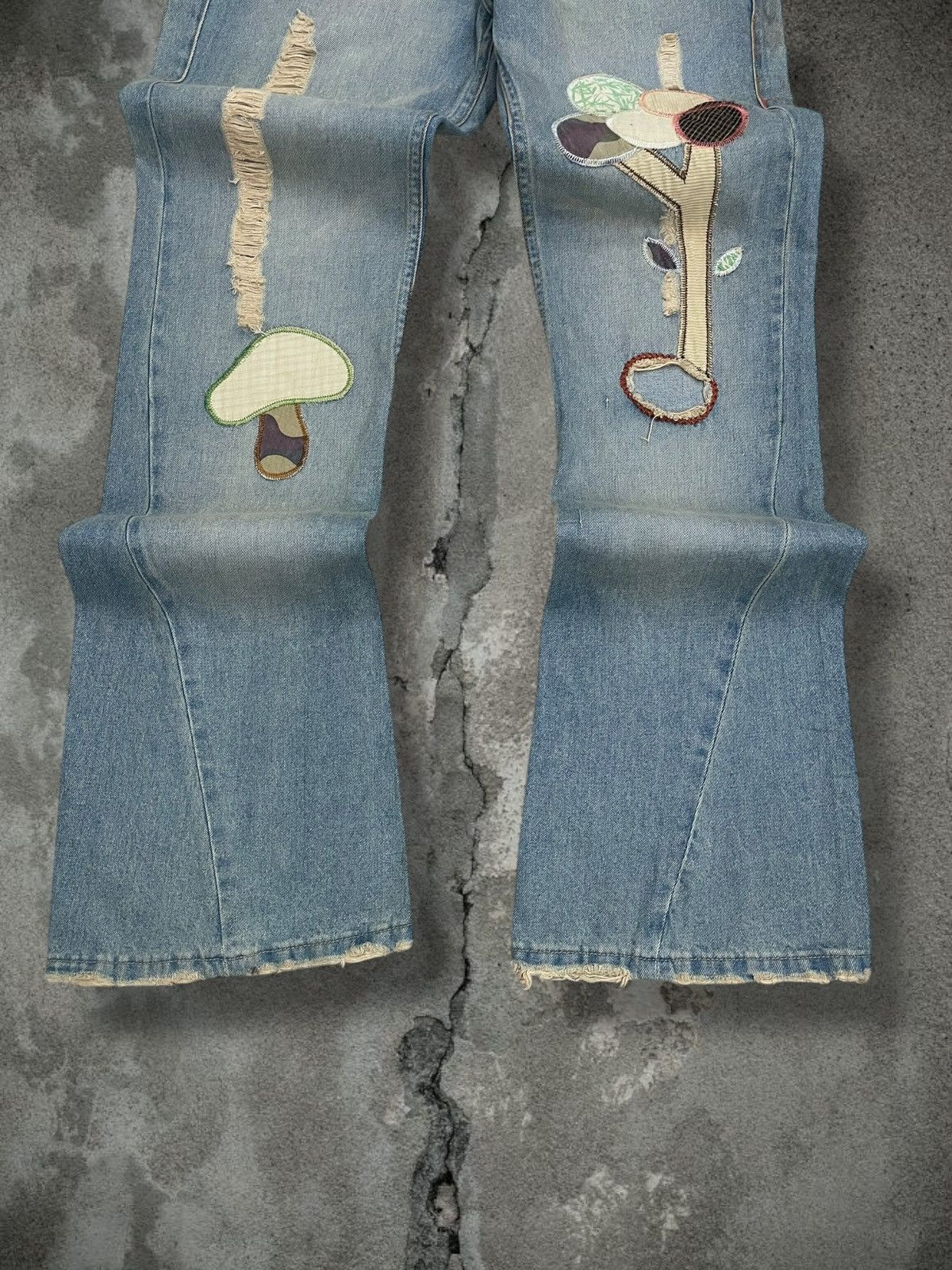 Tornado Mart Vintage Og 90s Japan Fancy Collection Patchwork Flared Denim Size US 32 / EU 48 - 3 Thumbnail