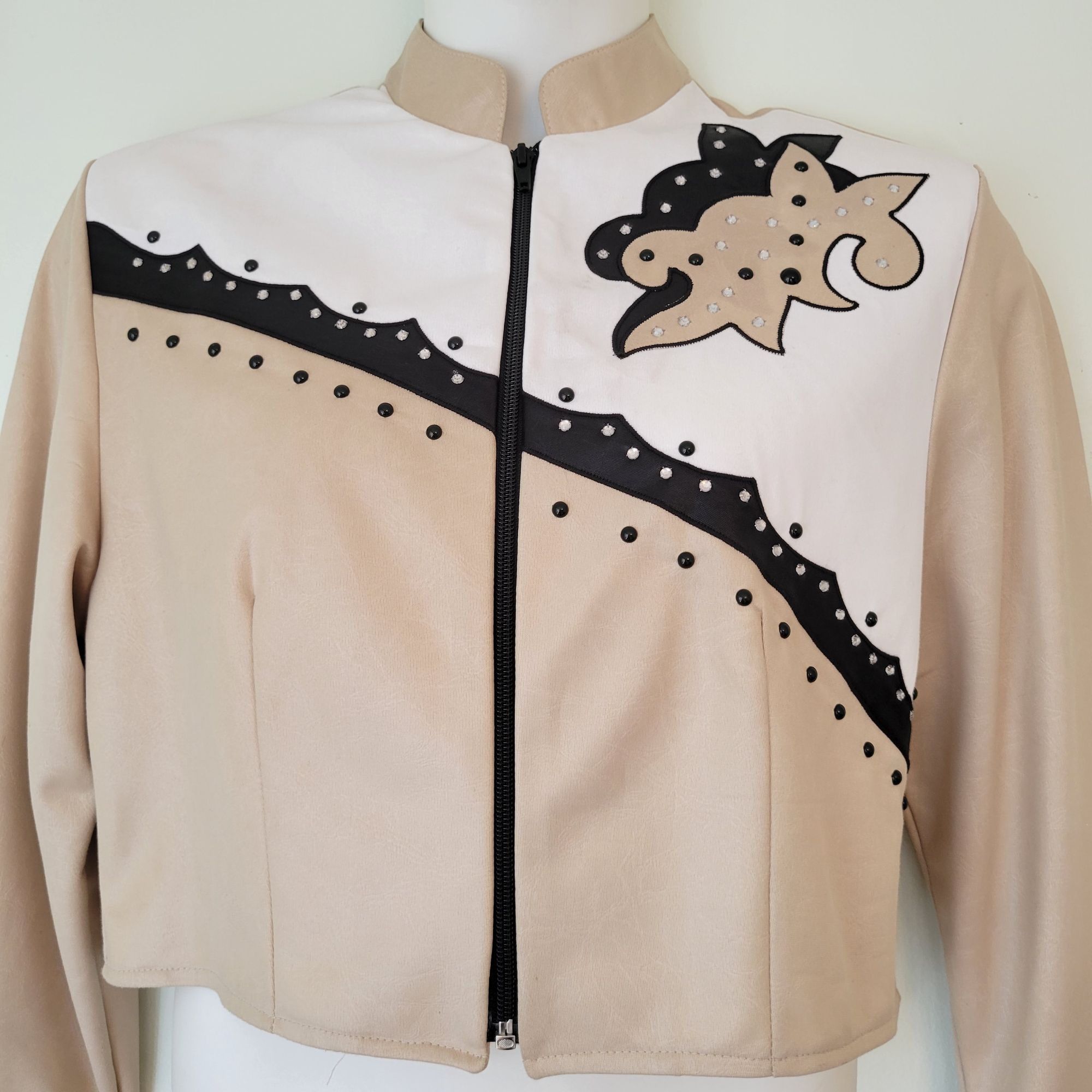 Vintage 1849 Authentic Ranchwear Tan Black Embellished Crop Jacket L Size L / US 10 / IT 46 - 2 Thumbnail