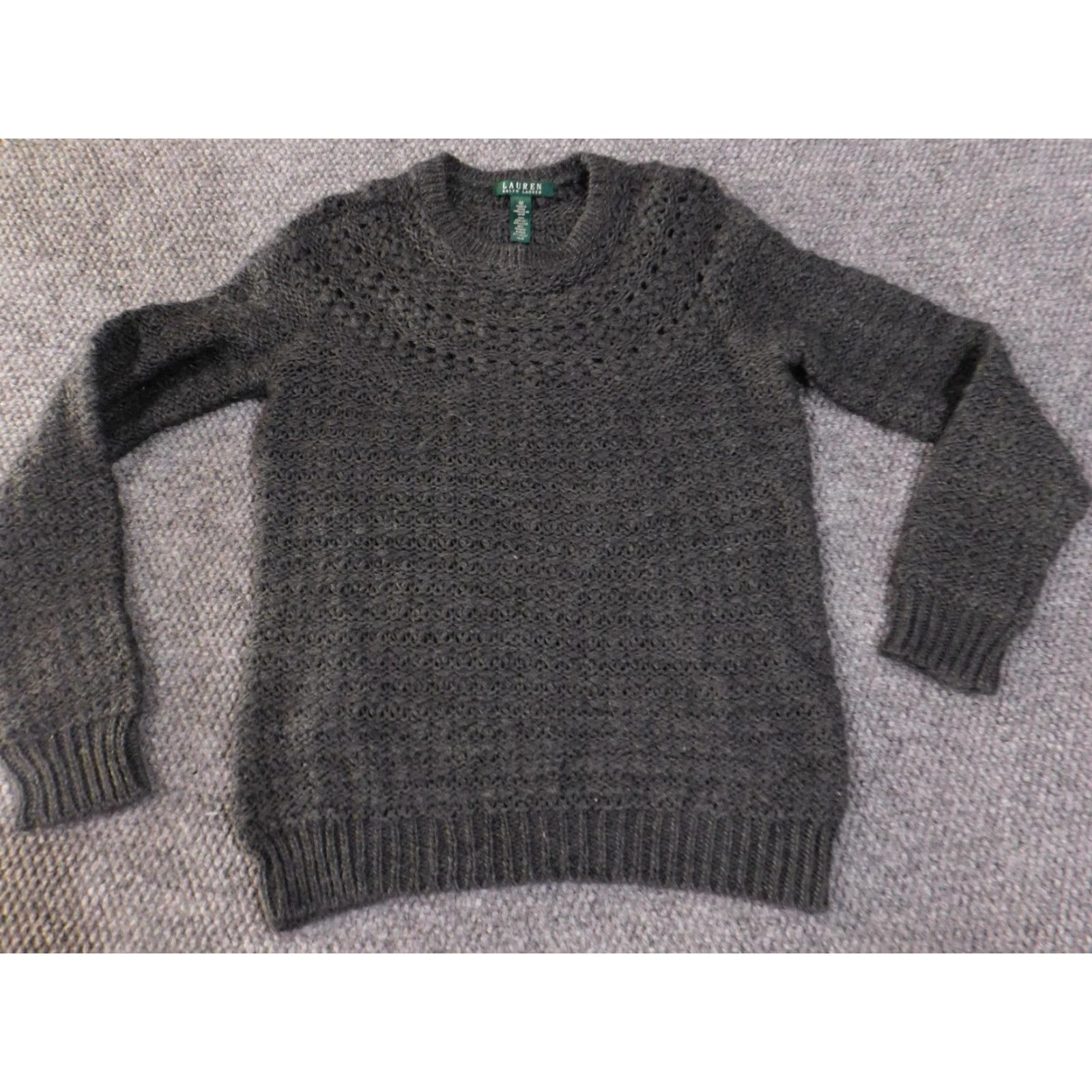Ralph Lauren VINTAGE Lauren Ralph Lauren Sweater Womens M Gray Alpaca Blend Open Knit Crewneck Size M / US 6-8 / IT 42-44 - 3 Thumbnail