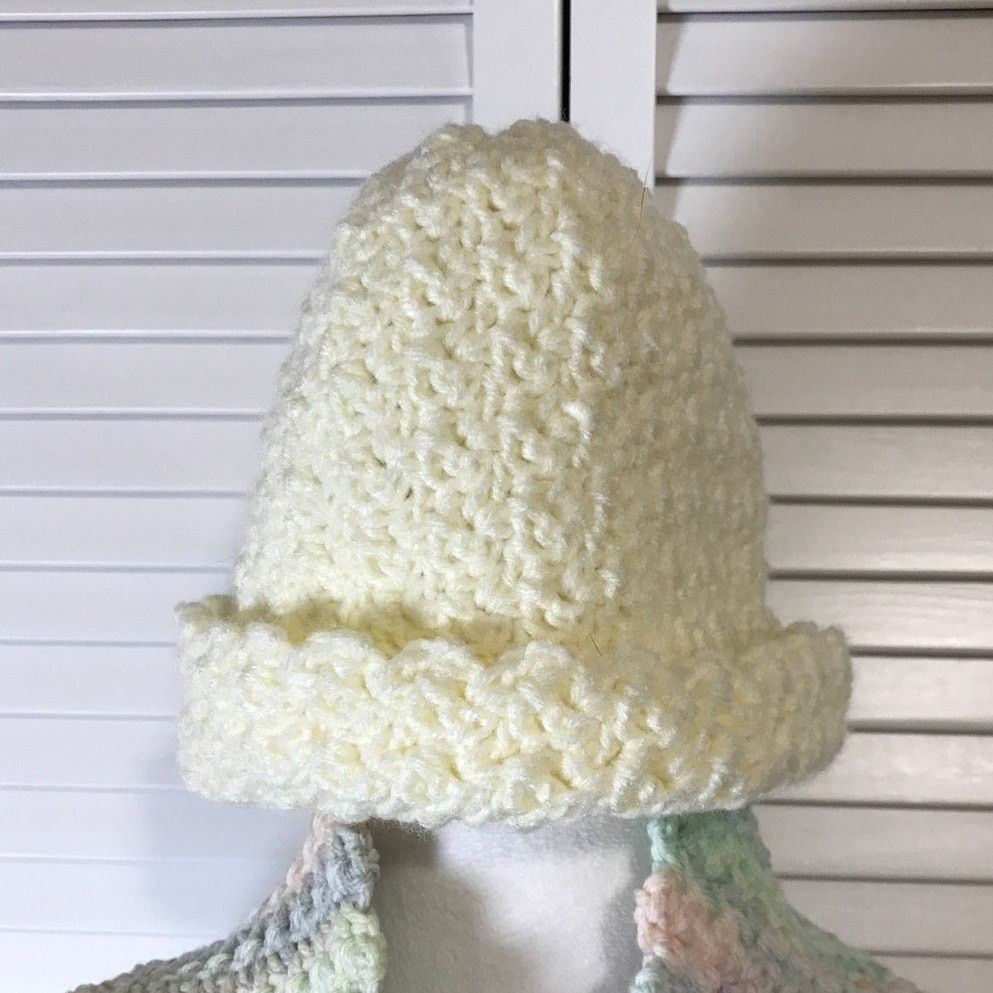 Handmade NWT Handmade Crocheted Cream Multicolor Beanie & Scarf 50” Size ONE SIZE - 3 Thumbnail
