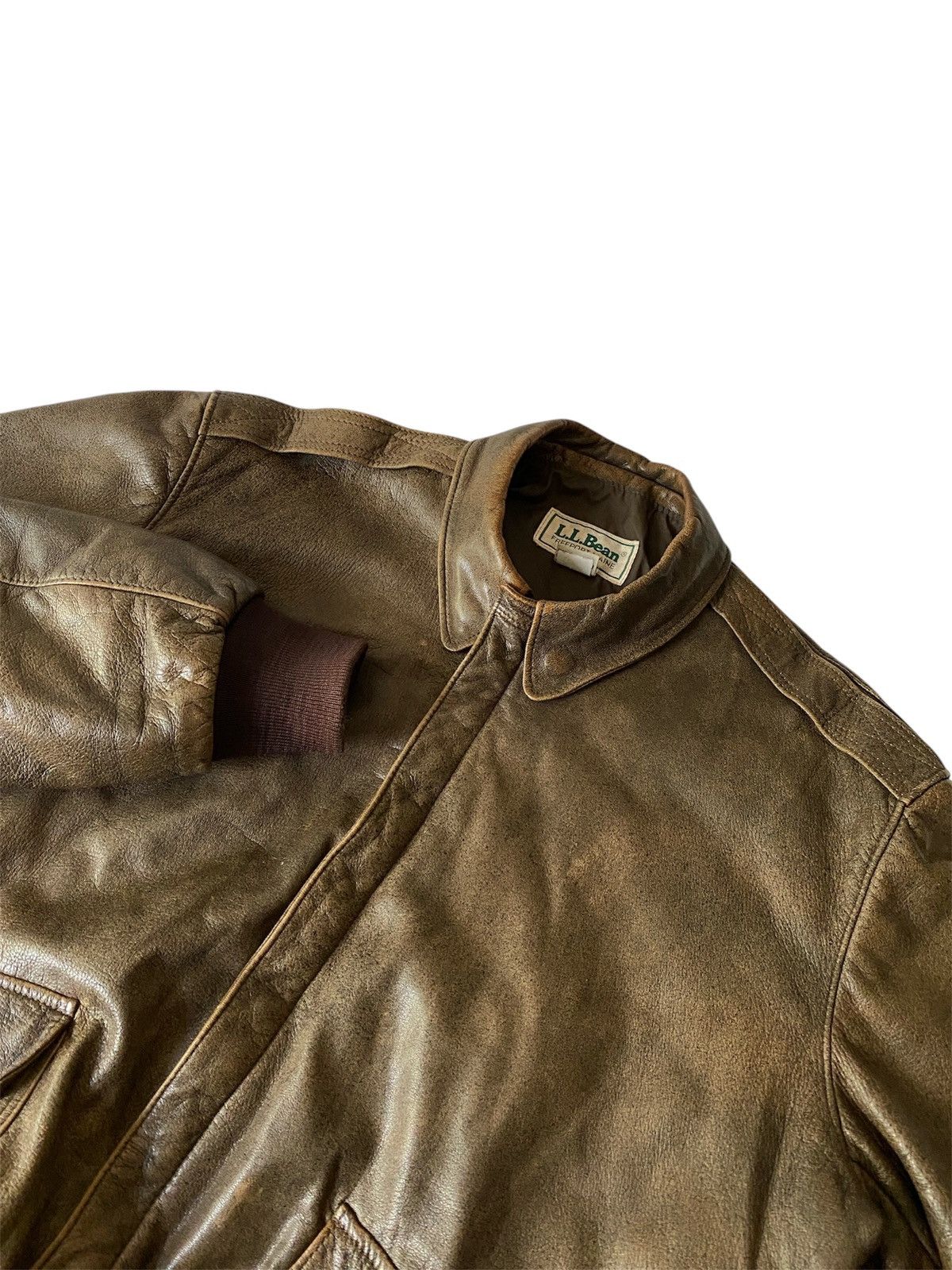 L.L. Bean Vintage LL Bean Jacket Leather Made In USA Brown Men’s Large Size US L / EU 52-54 / 3 - 1 Thumbnail
