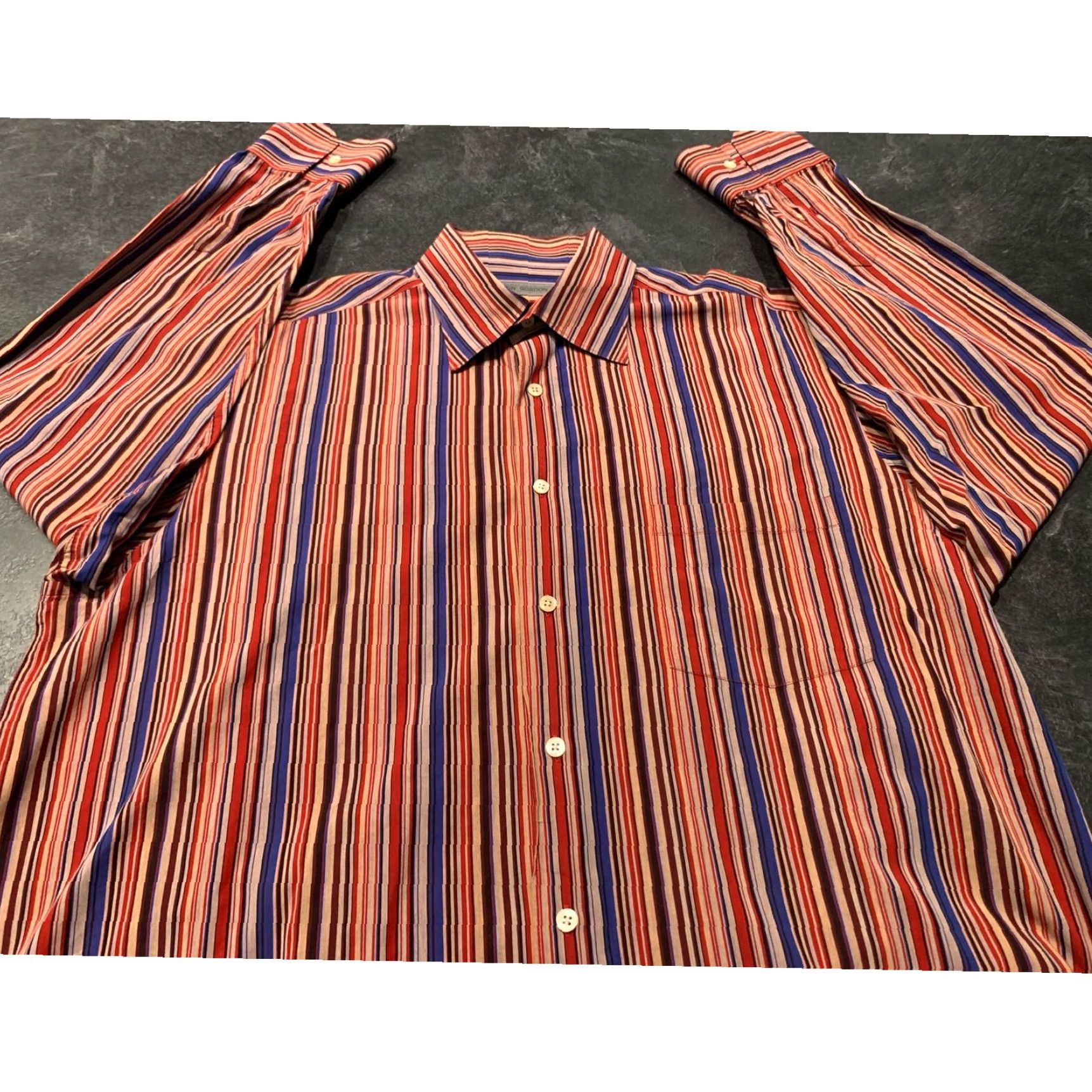 Vintage Martin Gordon Mens Stripe Shirt Large L Button Front Long Sleeve Cotton Size US L / EU 52-54 / 3 - 2 Thumbnail