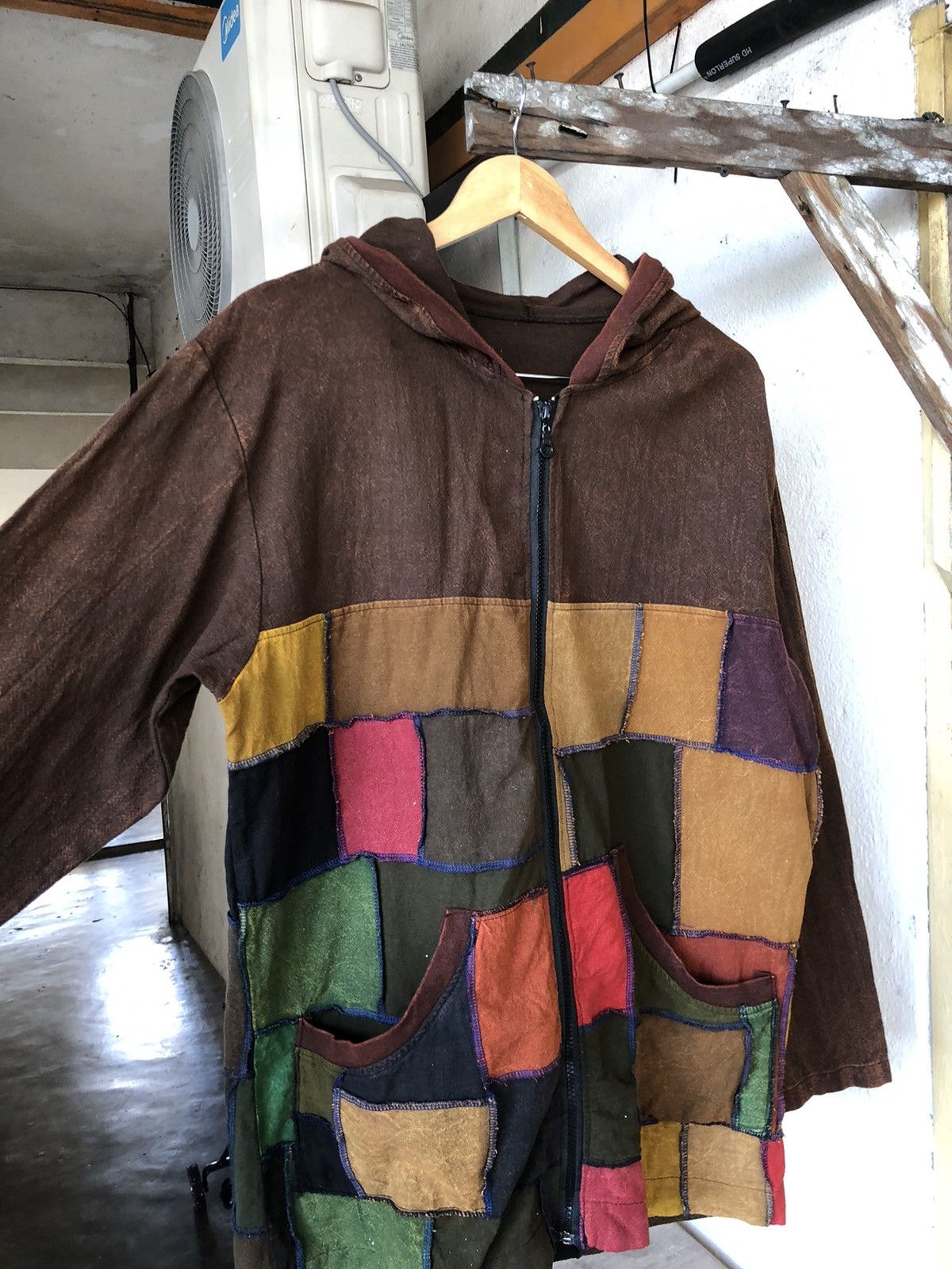 Vintage Unbrands Patchwork Zipper Jacket Hoodie Size US L / EU 52-54 / 3 - 8 Thumbnail