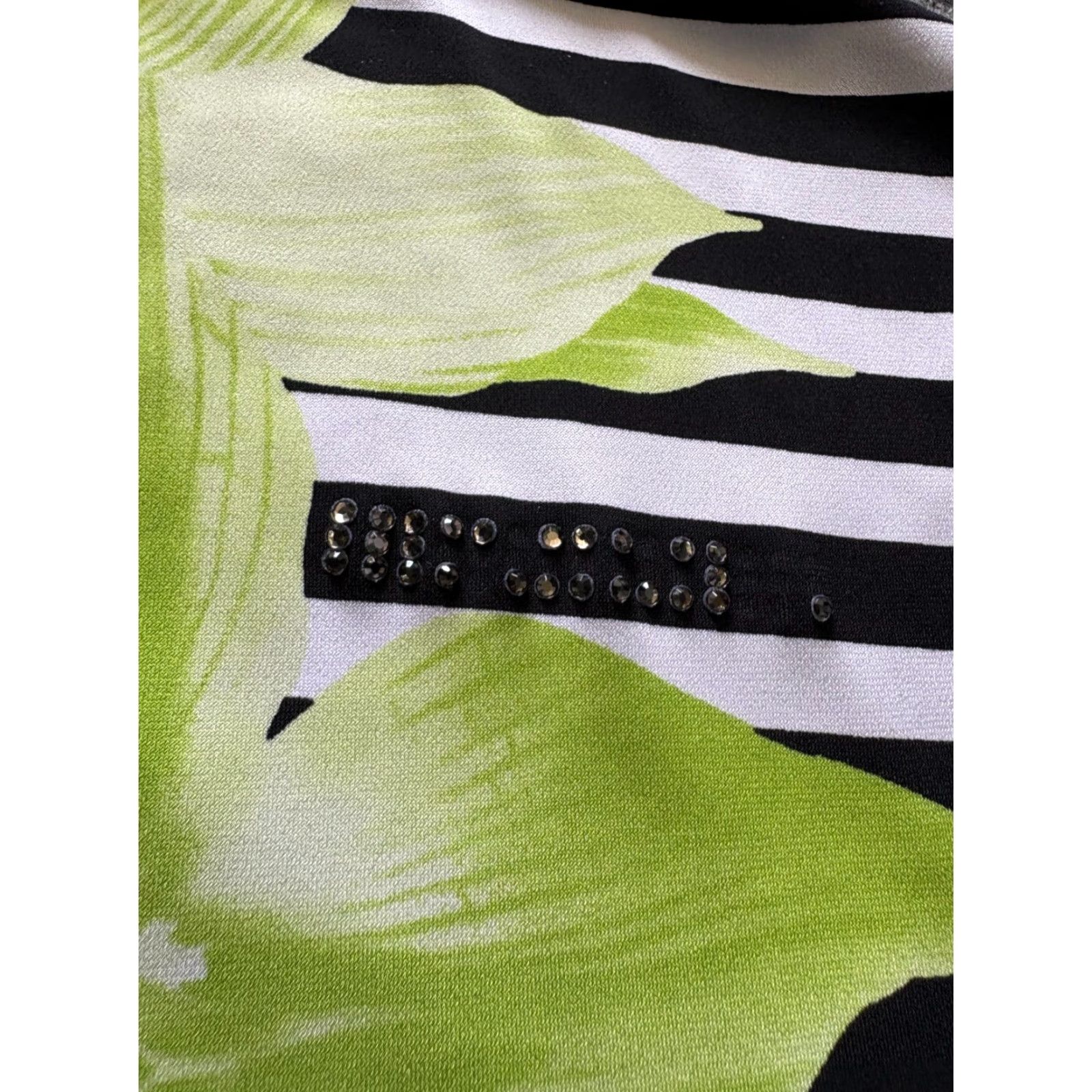 Vintage VINTAGE Picadilly Top Womens Large Black White Striped Floral Blouse Size L / US 10 / IT 46 - 5 Thumbnail