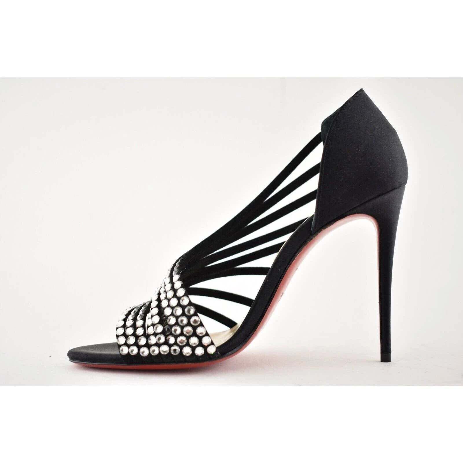 Christian Louboutin Norina Strass 100 Black Crystal Strap Sandal Heel Pump 36.5 Size US 6.5 / IT 36.5 - 9 Thumbnail