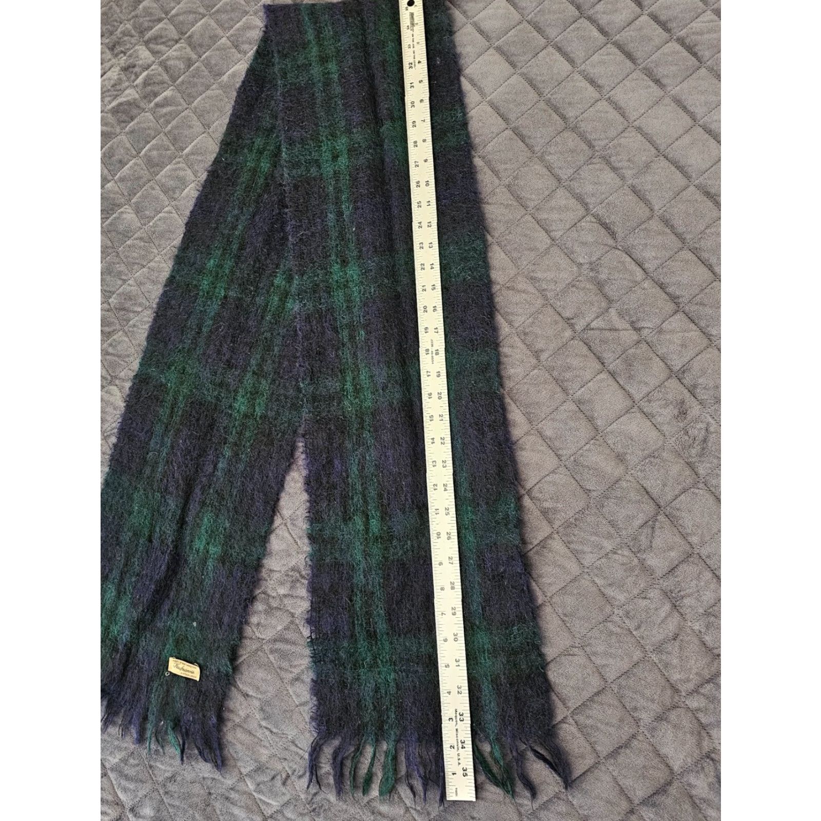 Vintage VINTAGE Kaufmann's Of Pittsburgh Scotland Scarf Green Blue Plaid Size ONE SIZE - 3 Thumbnail
