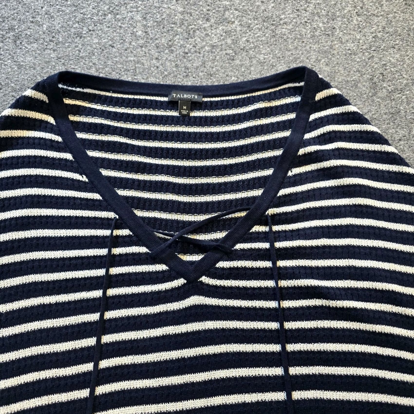 Talbots Talbots Poncho Women Size Medium Blue White Striped Knit Sweater Casual Nautical Cape Lightweight Knit Spring Winter Fall Mens? Size M / US 6-8 / IT 42-44 - 2 Thumbnail