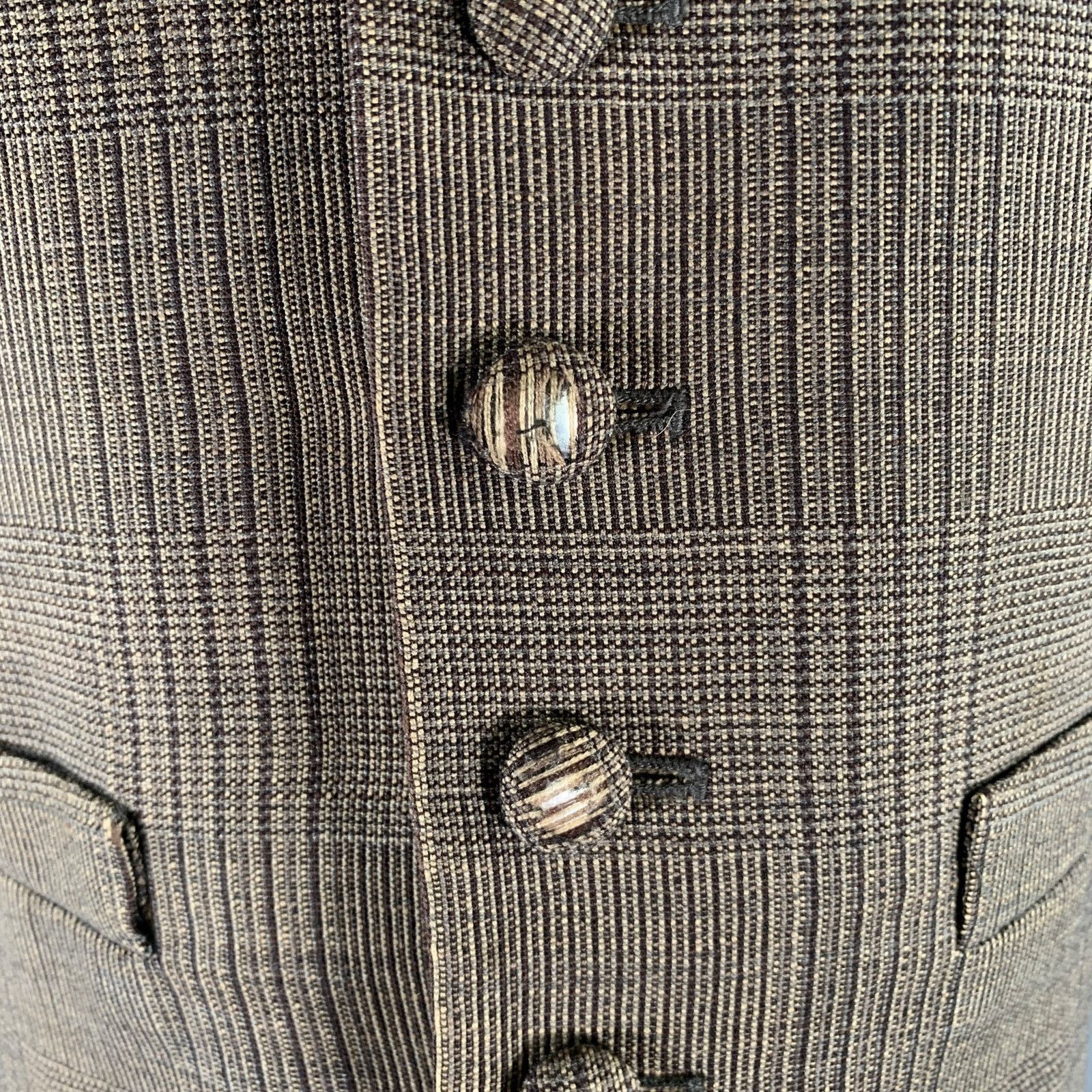 Other DIRTY ENGLIGH Size S Brown Tan Glen Check Wool Spandex Vest Size 38S - 4 Thumbnail