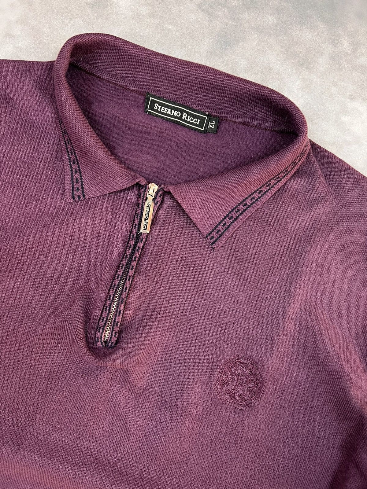 Stefano Ricci STEFANO RICCI Luxury Half-Zip Pullover Sweater Burgundy XL Size US XL / EU 56 / 4 - 3 Thumbnail