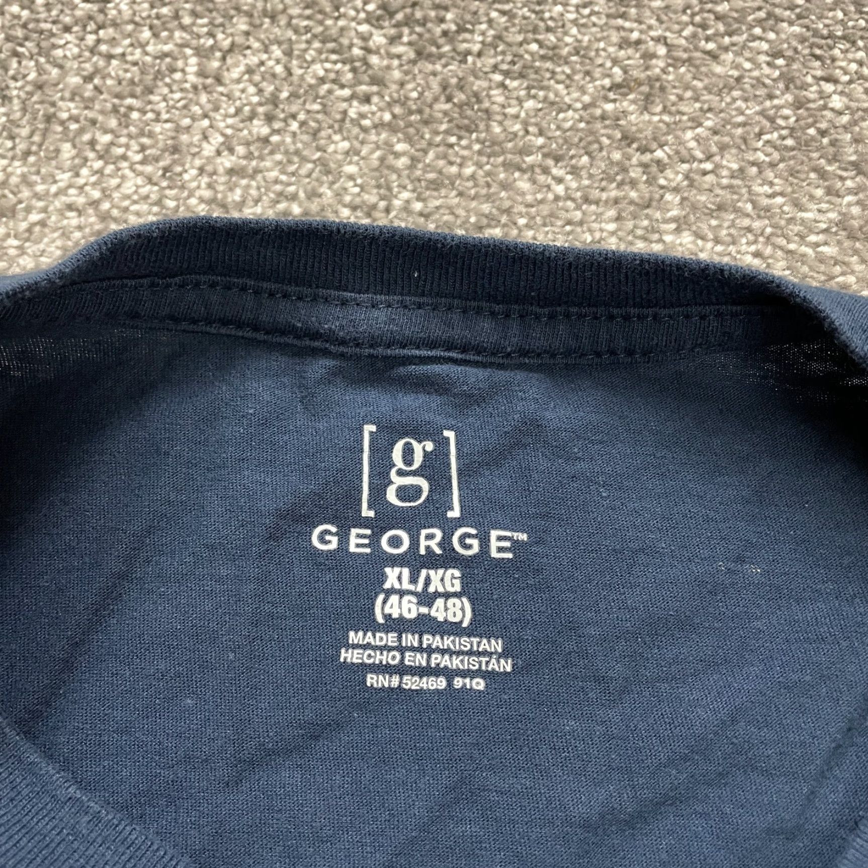 George George Crew Neck Long Sleeve T-Shirt Mens XL Blue Cotton Casual Outdoor Tee Size US XL / EU 56 / 4 - 4 Thumbnail