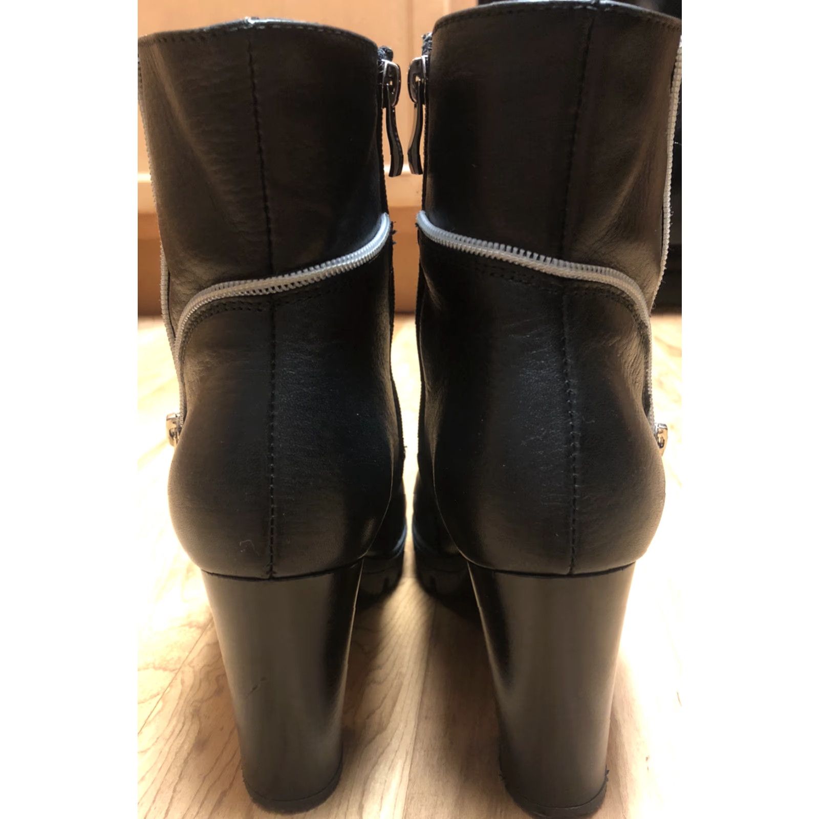 Vintage VITALIA Womens Leather Heel Boots Euro Size 40-US Size 9.5 - Black - Leather - Zipper - Boot - Biker - 40 - US9.5 - Womens - Vitalia - Boots Size US 10 / IT 40 - 5 Thumbnail
