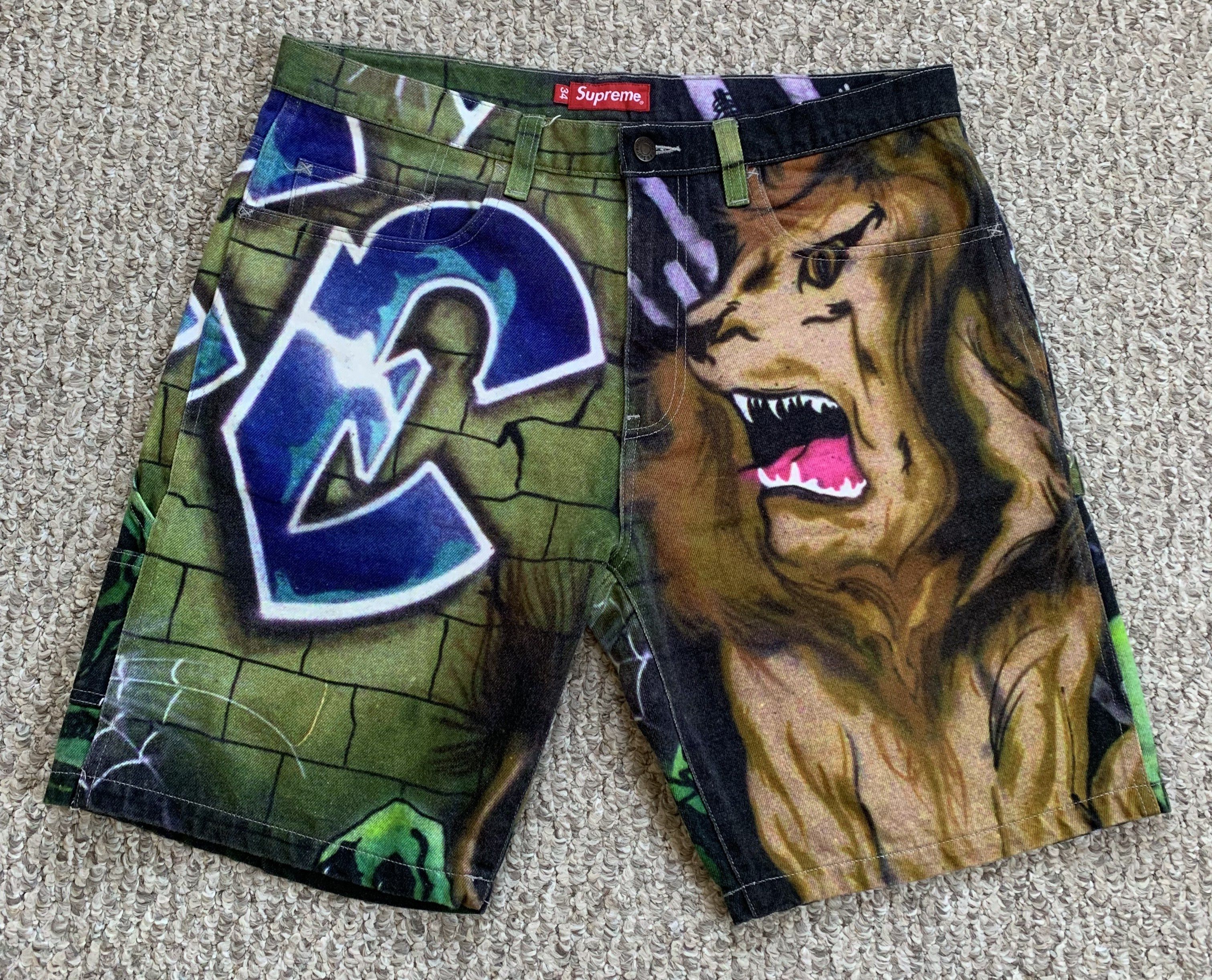 Pre-owned Supreme S/s 2018  Lion's Den Painter Shorts In Multicolor