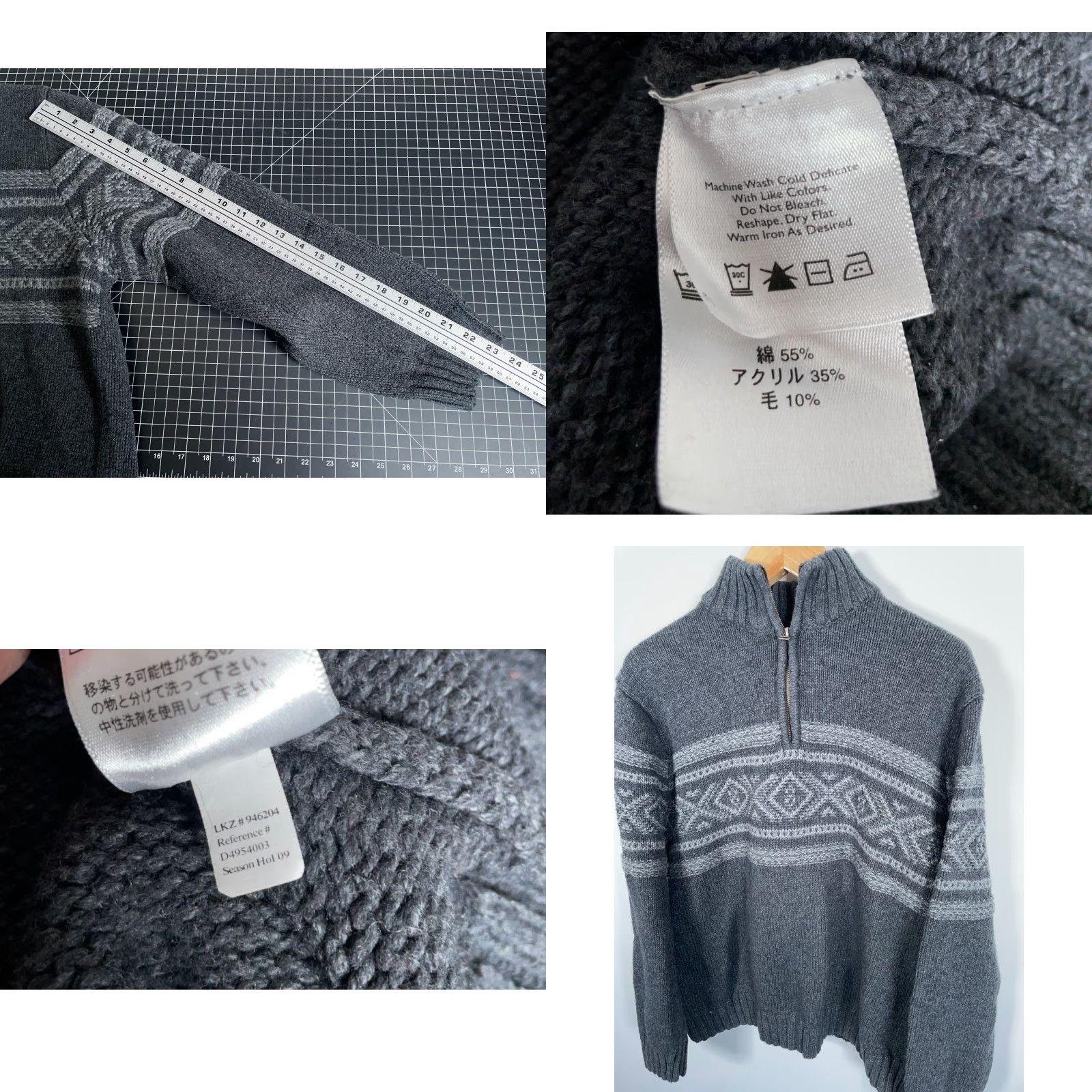 Eddie Bauer VINTAGE Eddie Bauer 1/4-Zip Sweater Mens XL Dark Gray Geometric Wool Blend Knit Size US XL / EU 56 / 4 - 8 Thumbnail