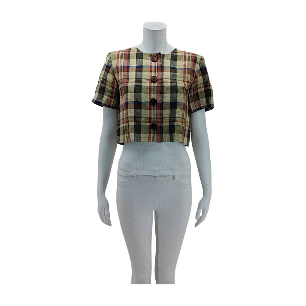 Saint Laurent Paris Saint Laurent Plaid Linen Short Sleeve Jacket M Size M / US 6-8 / IT 42-44 - 1 Thumbnail