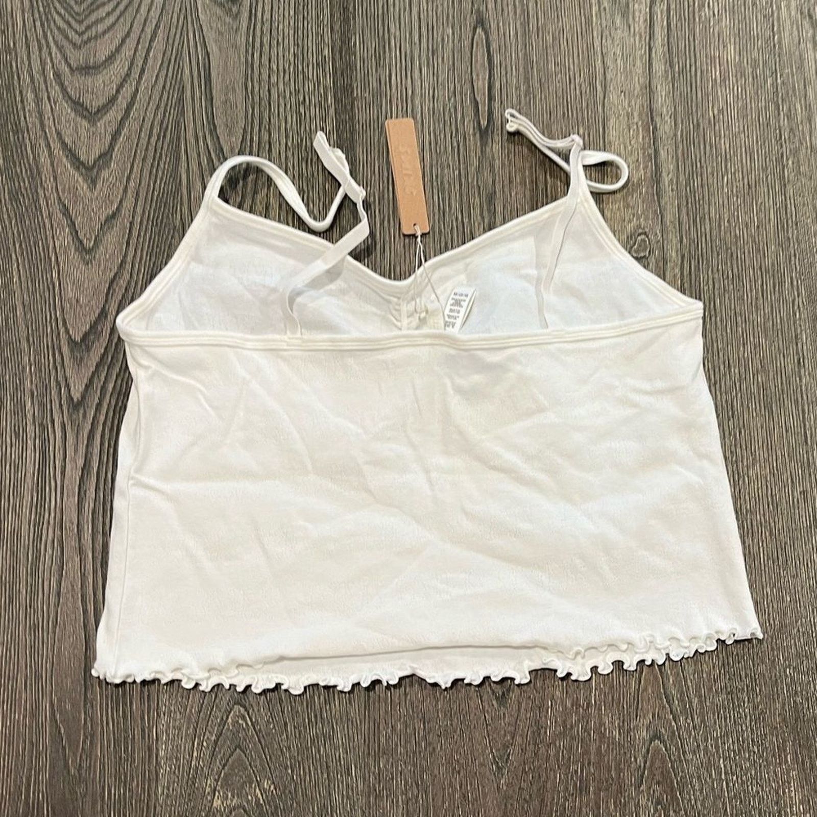 SKIMS NWT Skims Pointelle Logo Cami Cropped Top Ruffle Hem 3X Size 3XL / US 20-22 - 4 Thumbnail