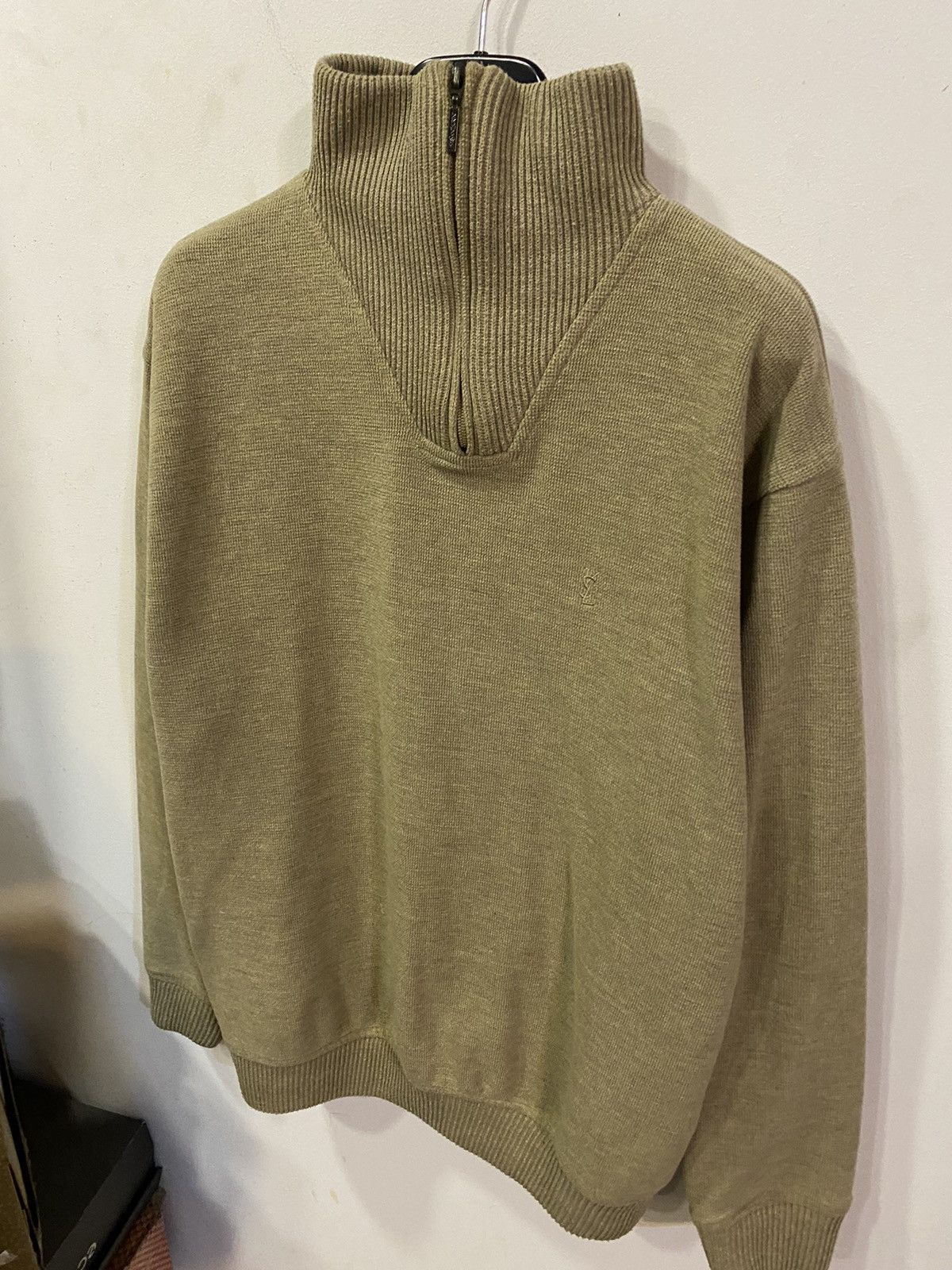 Yves Saint Laurent 90s YSL Sweatshirt 1/4 Quarter Zip Beige Sweater Old Money Size US L / EU 52-54 / 3 - 6 Thumbnail