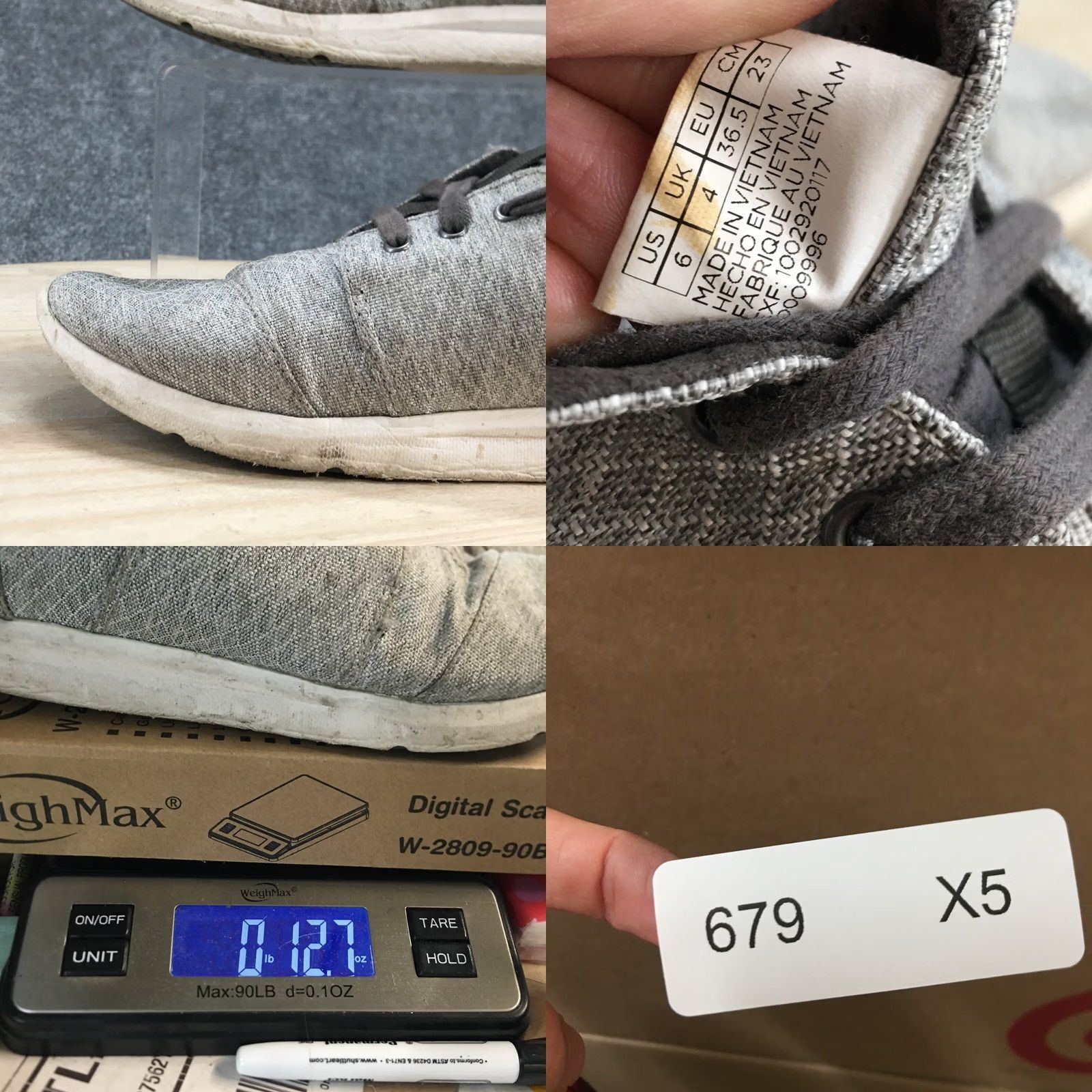 Toms TOMS Womens 6 Del Ray Sneakers Gray Canvas Round Toe Low Top Modern Athleisure Shoes Size M / US 6-8 / IT 42-44 - 10 Thumbnail